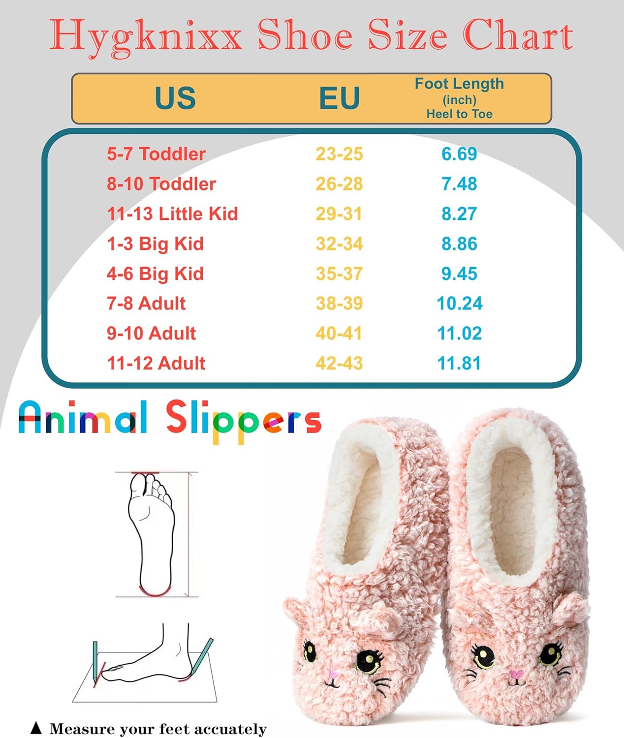Cute Fuzzy Animal Slippers for Women Kids & Toddler, Soft Sole Plush Non-Slip Indoor Slippers - Image 7