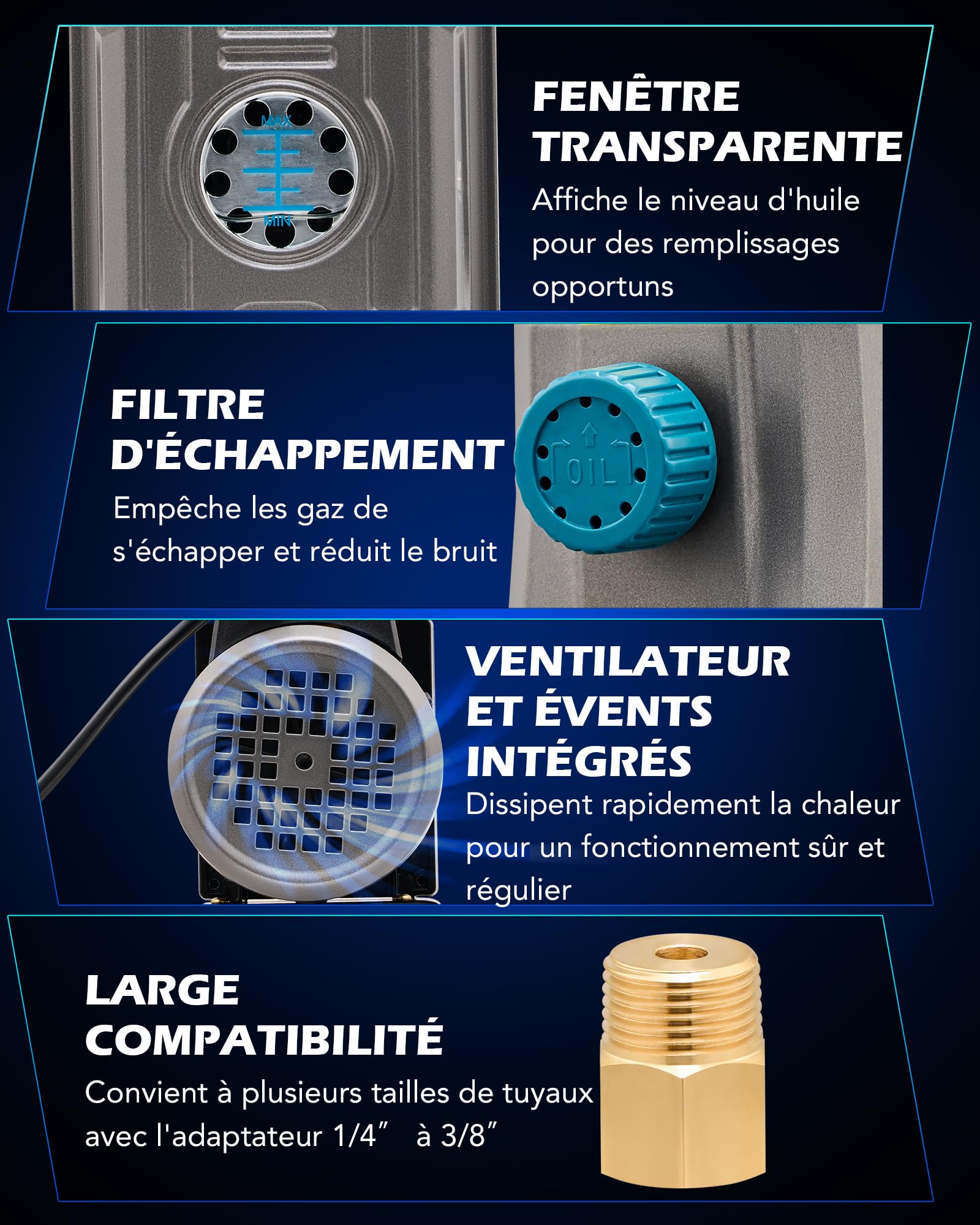 Orion Motor Tech Pompe à Vide Climatisation 186W 100 L/Min Pompe à Vide Frigoriste Kit de Recharge Climatisation Voiture avec Tuyau Jauge Adaptateurs pour Systèmes Auto HVAC R134a R12 R22 R502