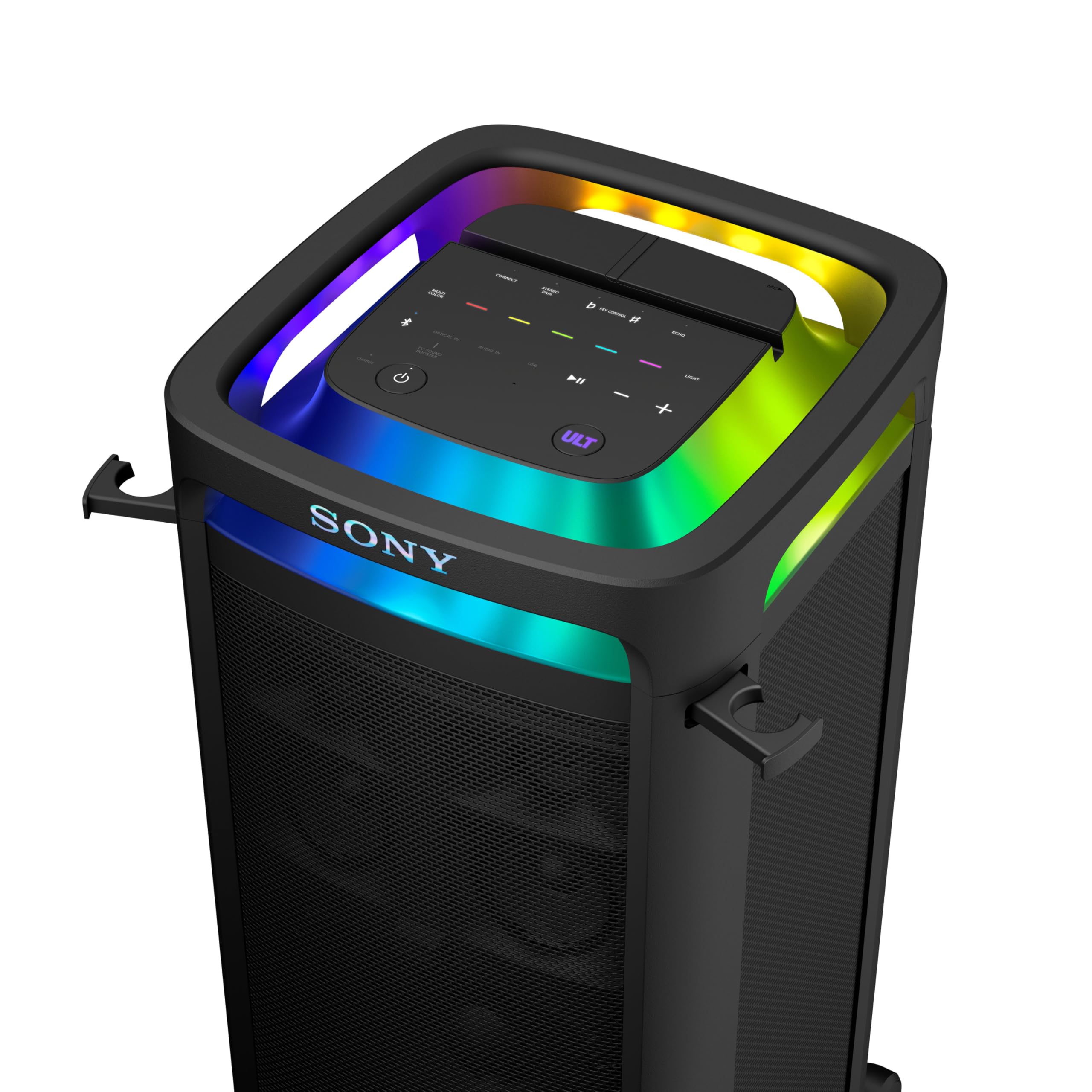 Sony ULT Tower 9AC - Enceinte Bluetooth Party Box Ultimate, Alimentation Secteur, 2 Modes ULT Power Sound, X-Balanced Speaker, 360° Lighting & Sound, entrées pour Karaoke - Noir