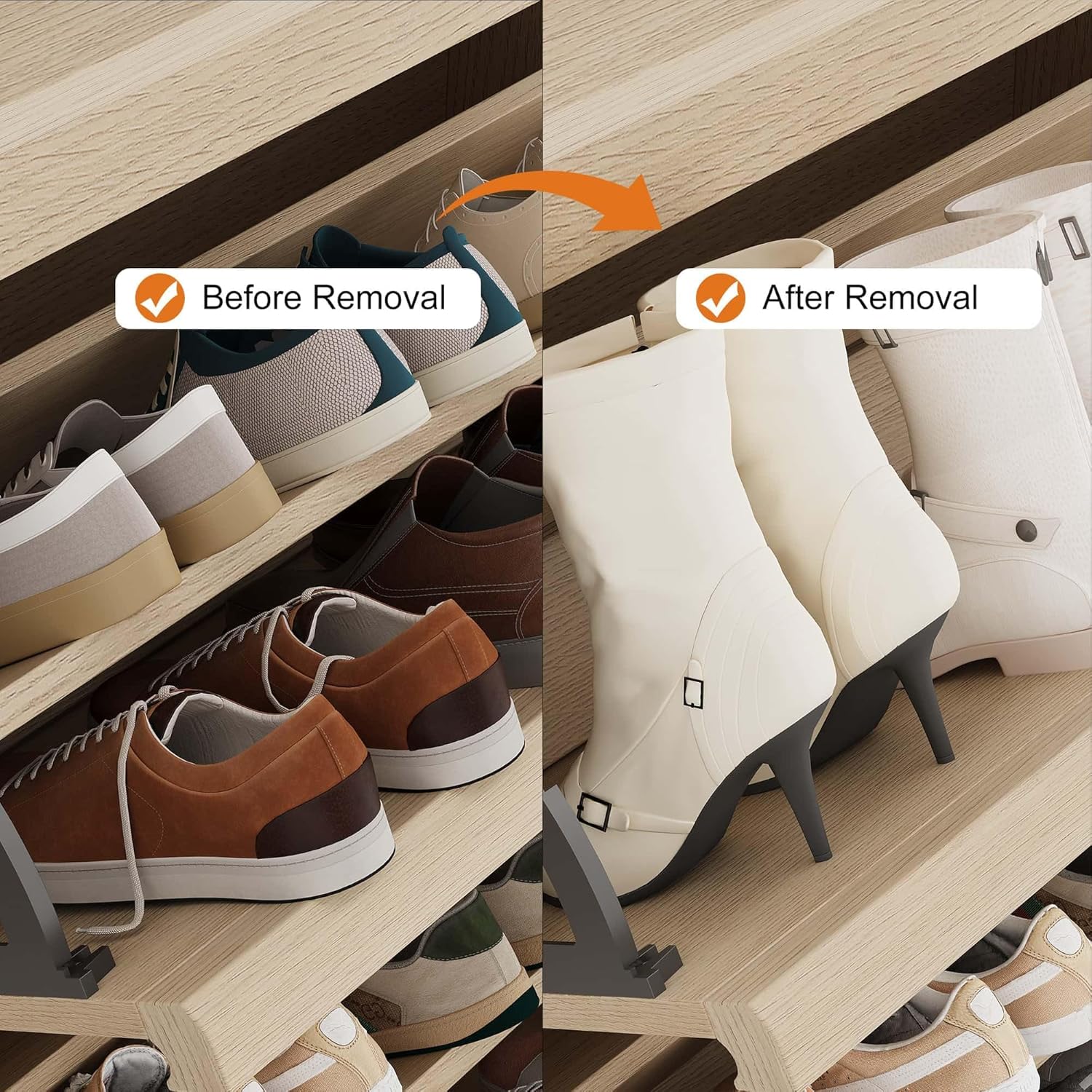 Shoe Cabinet with 3 Flip Drawers, Wooden Shoe Cabinet with Adjustable Shelf & Curved Profile Design, Hidden Shoe Cabinet for Entryway, Hallway, Living Room, Natural