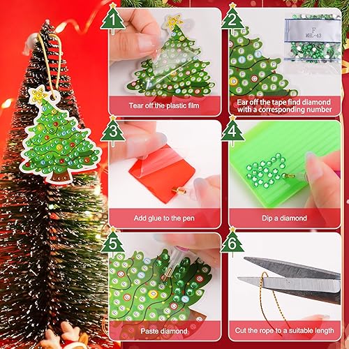 Miniatura 3 de 38 piezas de adornos de pintura de diamantes de Navidad 5D DIY Kit de pintura de diamantes de 38 estilos de temática de Navidad colgante de