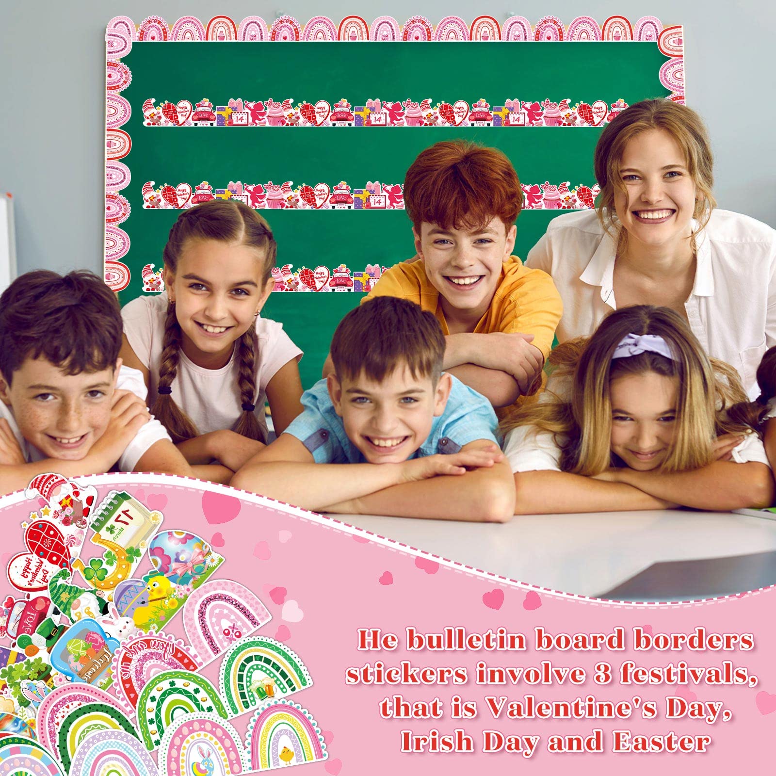 Snapklik.com : 72 Pieces Bulletin Board Borders Valentines Day St ...