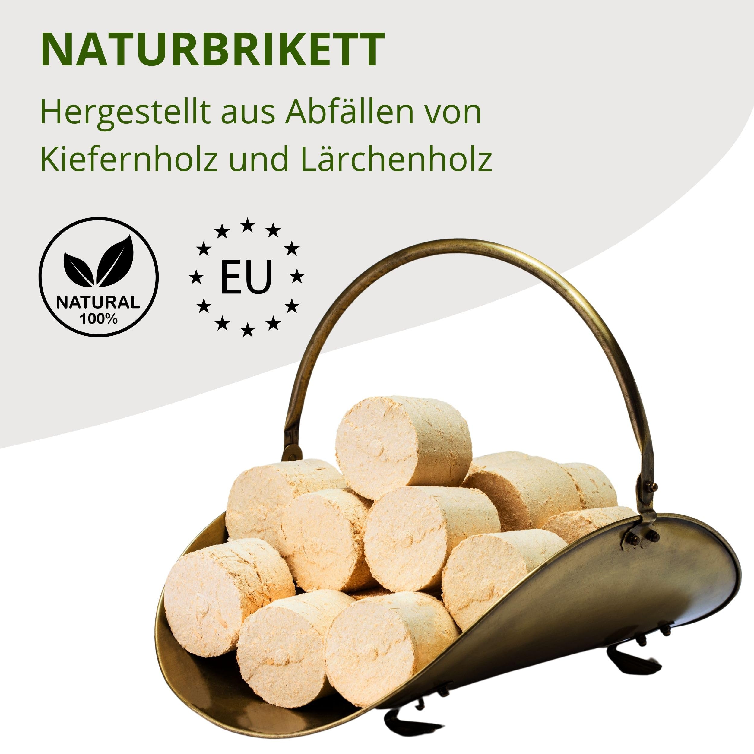Floranica Holzbriketts 100% Gepresste Hartholzbriketts 20 kg Rundholzbriketts für Kamin Brikett Ideal für Kamin Ofen Kaminbriketts Holz Raketenofen Hohe Brennwert Raucharm
