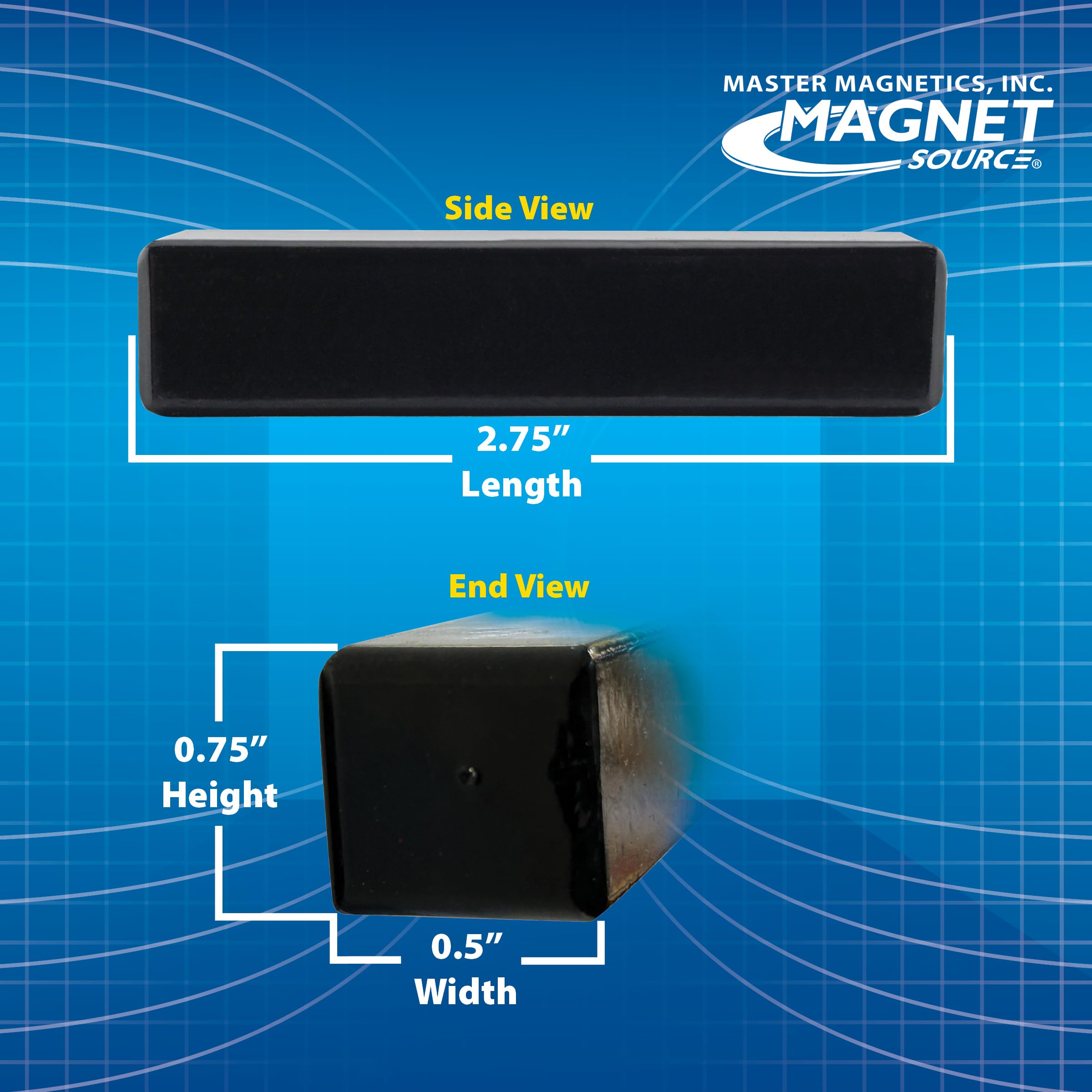 Master Magnetics Ferrit-Kuh-Magnet – 7,6 cm Länge, 1,7 cm Breite, 1,7 cm Höhe, schwarze Pulverbeschichtung, 4 Stück, COW-SCM7CX4BX