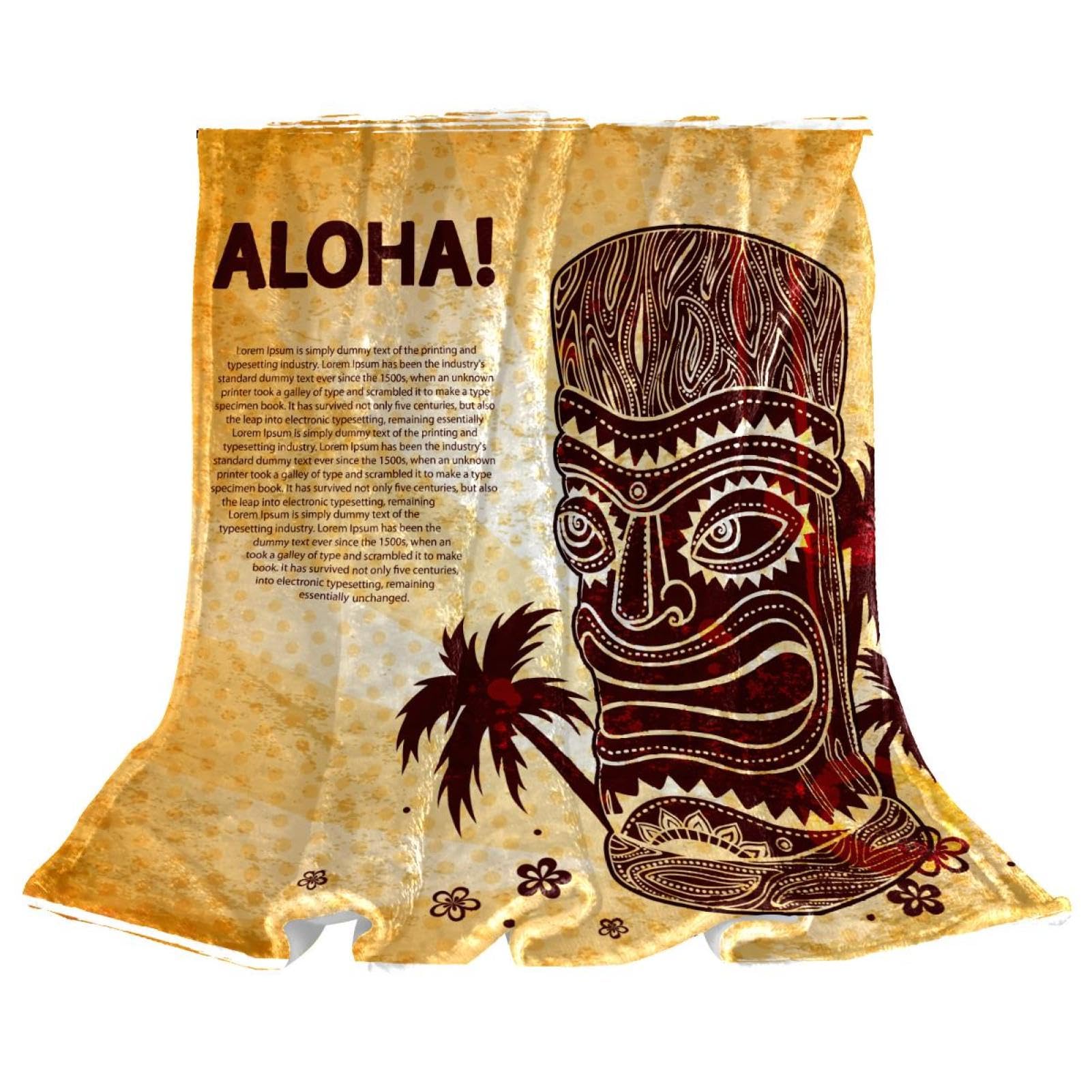 Couverture polaire vintage Aloha Tiki jeté de canapé microfibre pour cocooning salon