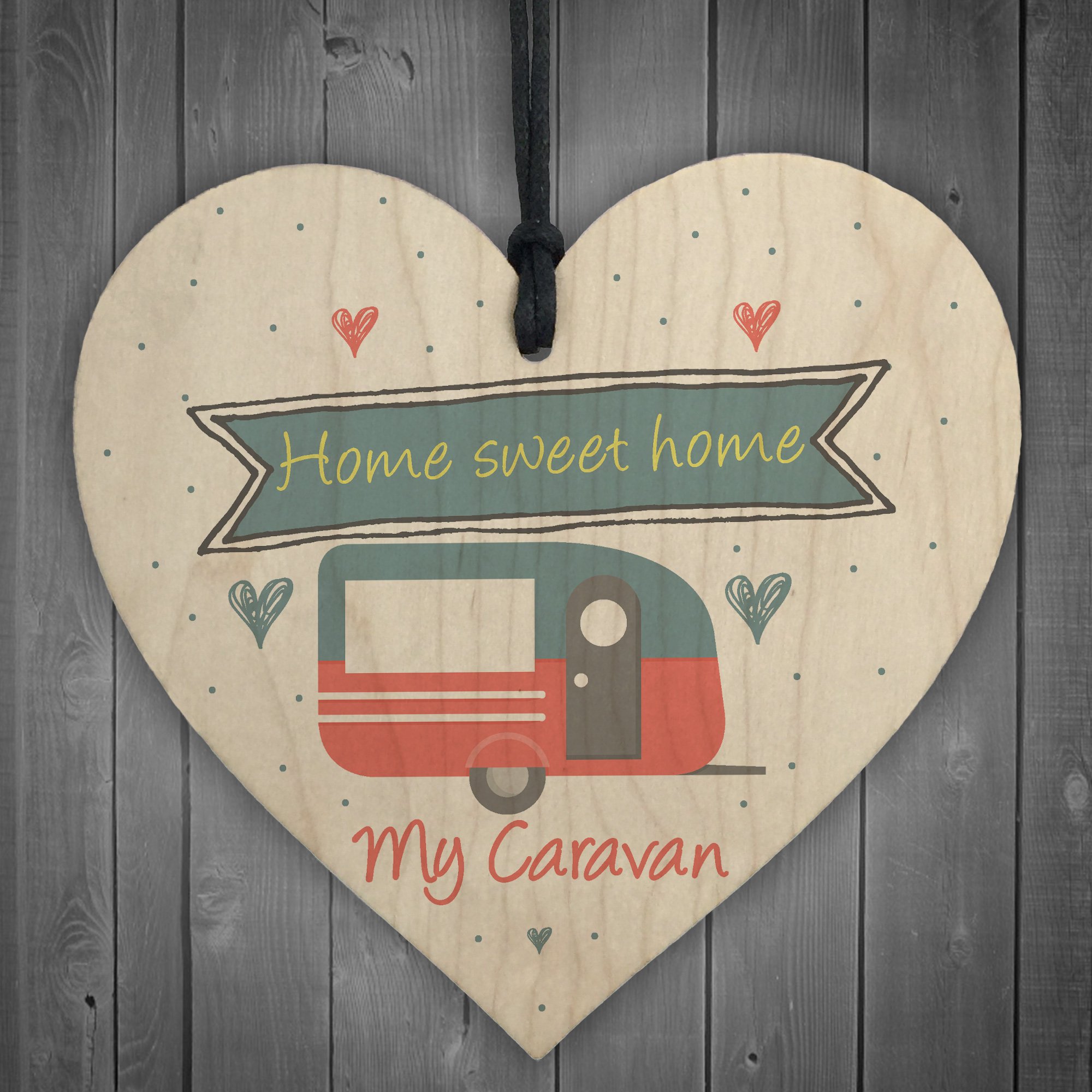 RED OCEAN Caravan Home Sweet Home Wooden Hanging Plaque Funny Retirement Shabby Chic Home Decor Sign Gifts