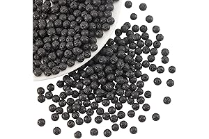 NBEADS 400 Pack 6mm Lava Beads: Black Energy Stone Gems for Jewelry Making