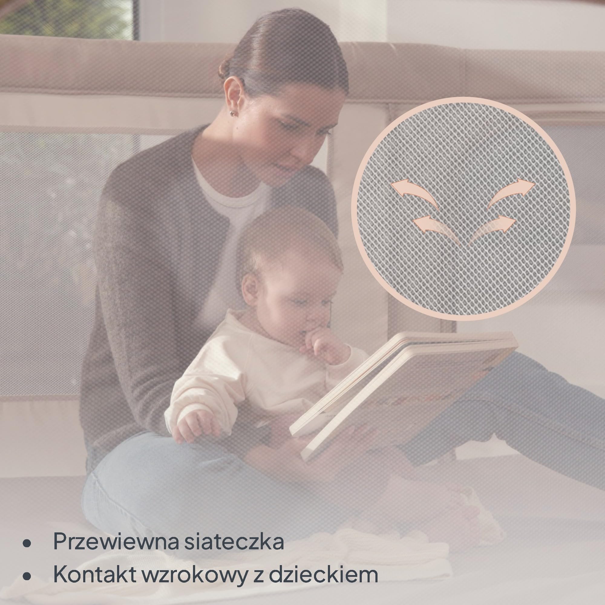 Lionelo Florence XL Easy Fold Kojec dla niemowląt, 180 x 200 cm, składany kojec dla niemowląt, bez montażu, 2 wejścia boczne z zamkiem błyskawicznym, oddychająca siatka, miękkie krawędzie, torba