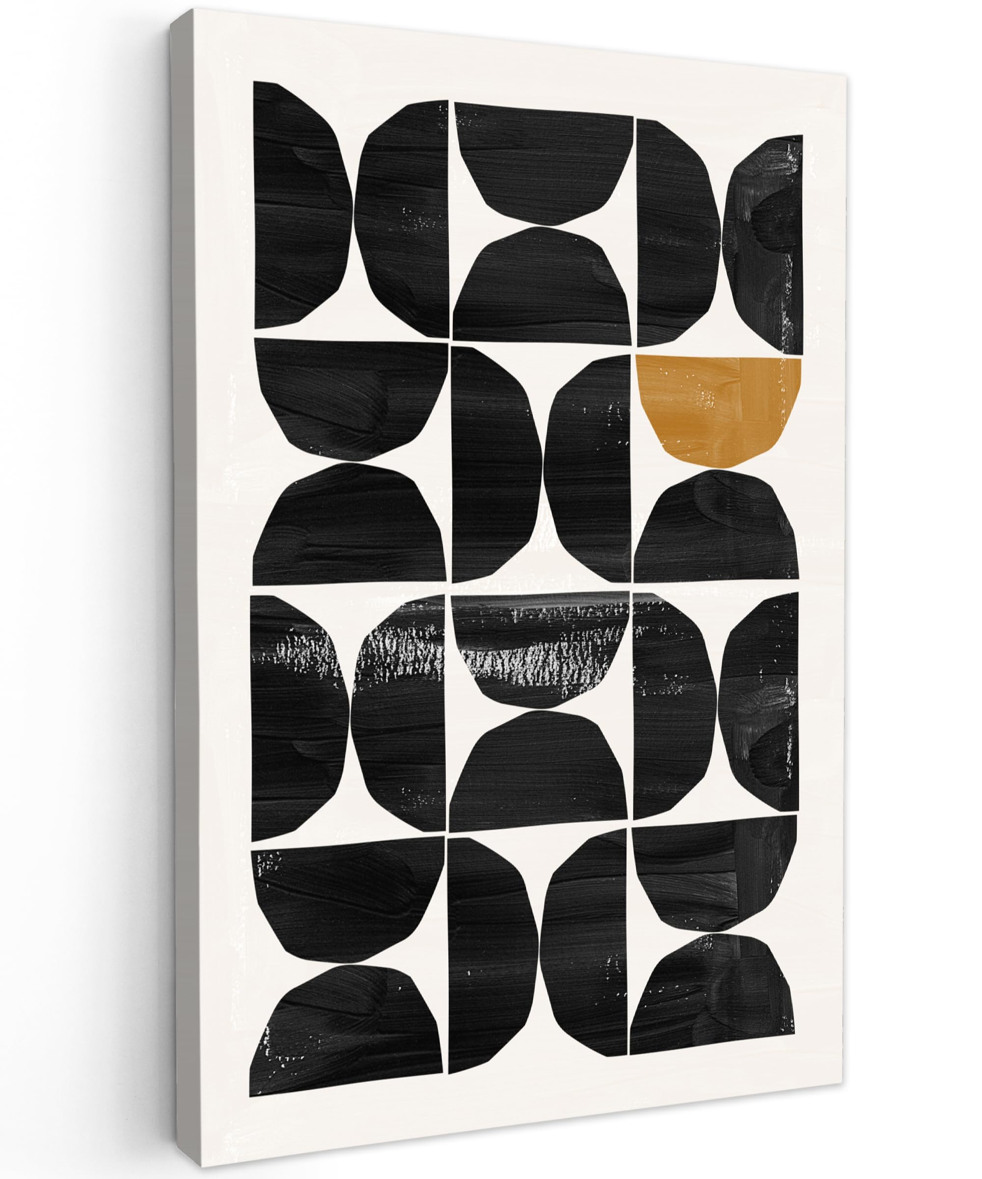 MuchoWow© Canvas Wall Art 16"x24" / 40x60 cm Home Decor Paintings for Living Room Decorations Gifts Hallway Abstract art - Black - Modern - Beige