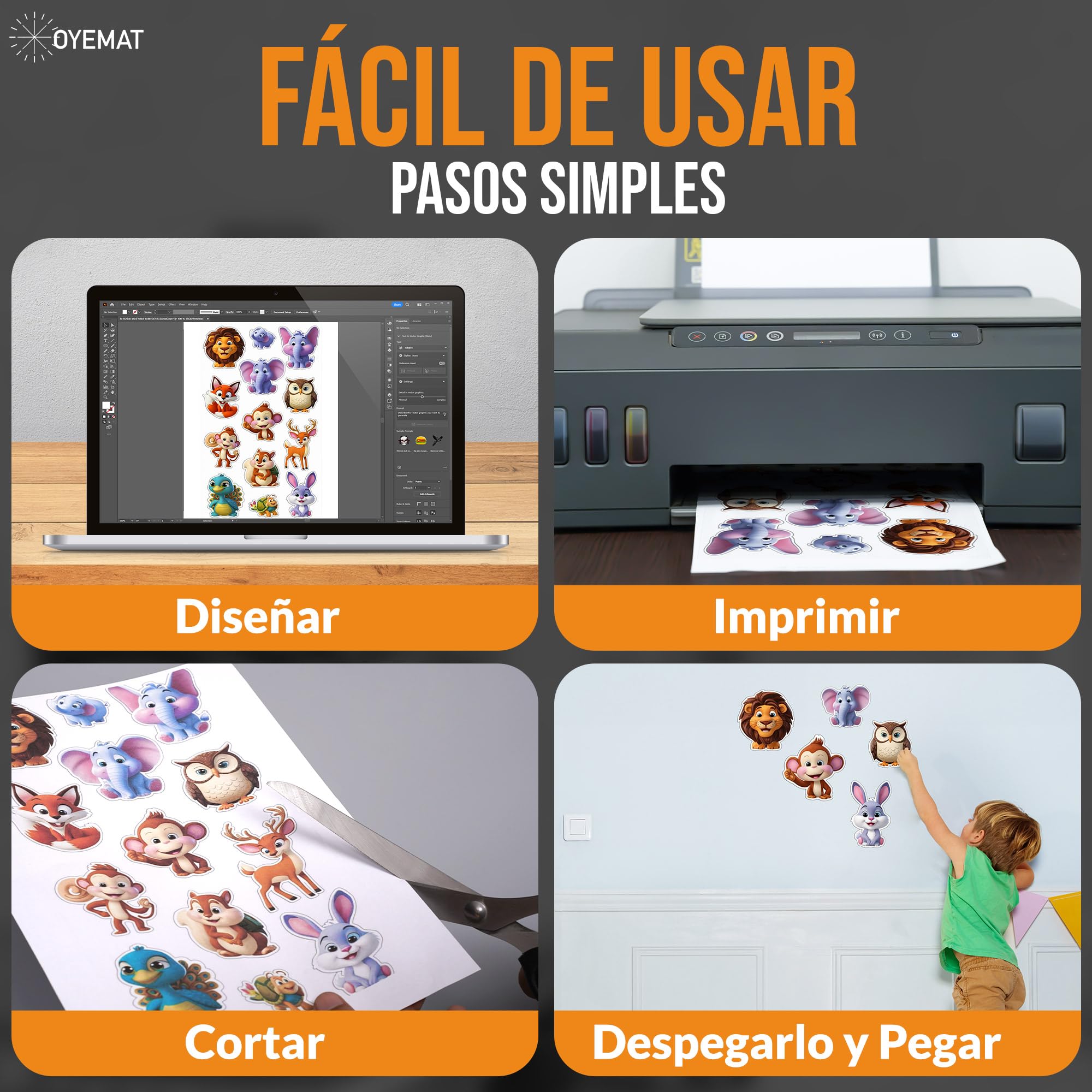 Stickervellen A4 in 2 delen A5 Bedrukbaar met Laser of Inktjet Printer