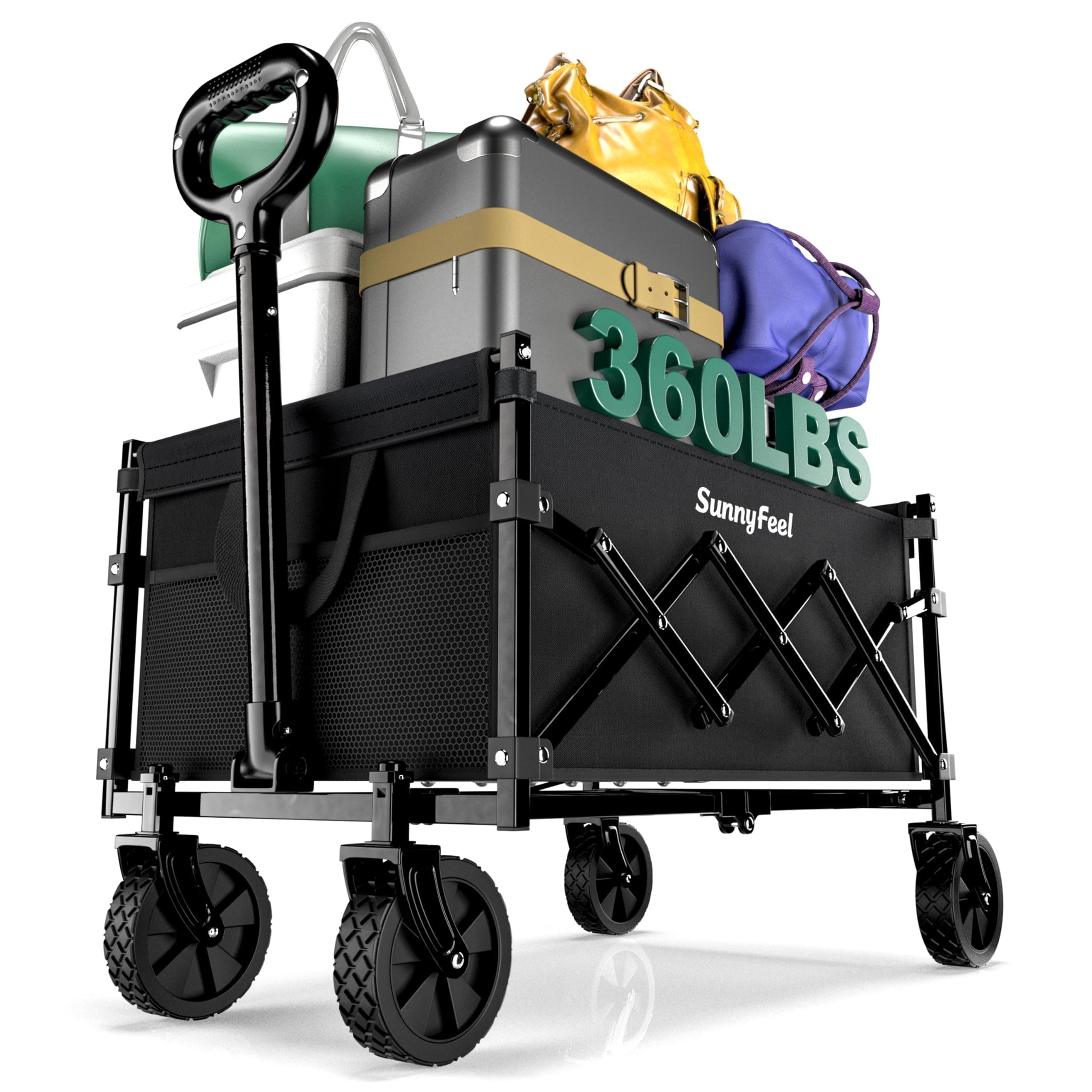 SunnyFeel 大容量120L 耐荷重150k キャリーワゴン 小型 アウトドアワゴン 折りたたみ 本体・底板一体型 アウトドア用キャリーカート タイヤ取り外し可能 4輪 コンパクト 静音 軽量 5.1KG 自立 Amazon.co.jp: SunnyFeel 大容量120L 耐荷重150k キャリーワゴン 小型