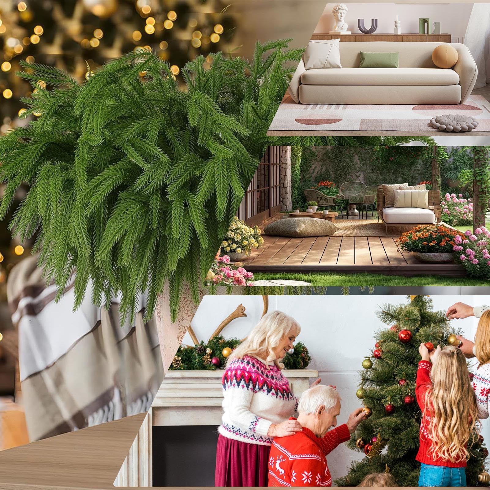 Tannenzweig, 12X Realistischer Künstlicher Weihnachtszweig, Weihnachtsbaumschmuck Tannenzweige, Realistische Künstliche zum Basteln