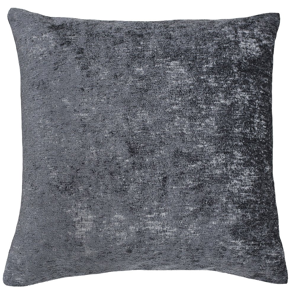 Riva Paoletti Hampton Square Cushion Cover - Graphite Grey - Metallic Chenille Style Fabric - Hidden Zip Closure - Knife Edging - 100% Polyester - 50 x 50cm (20" x 20" inches) - Designed in the UK