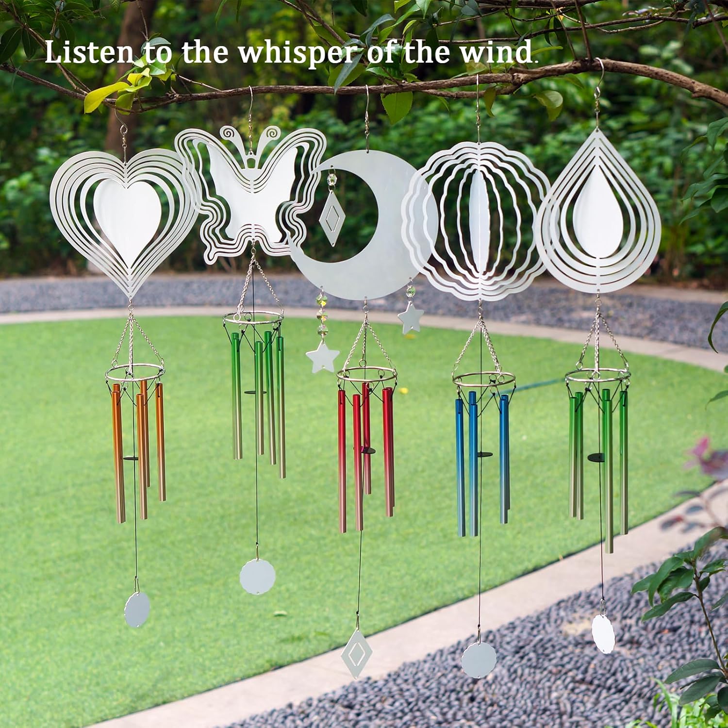 昇華型ウィンドチャイム ウィンドスピナーブランクセット 3Dアルミニウムメタルウィンドスカルプチャー キネティックスピナー 庭や庭に