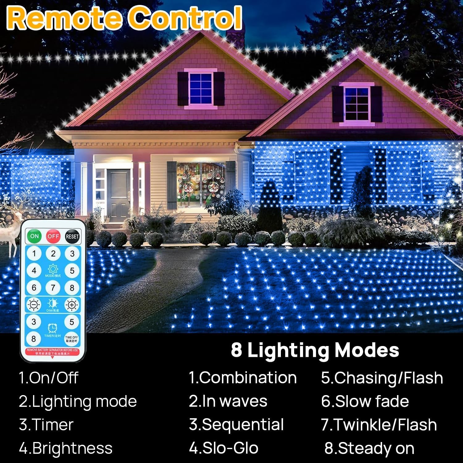 Kousee LED Solar Net Light, 1.5Mx1.5M Mesh Fairy String Lights - Image 2