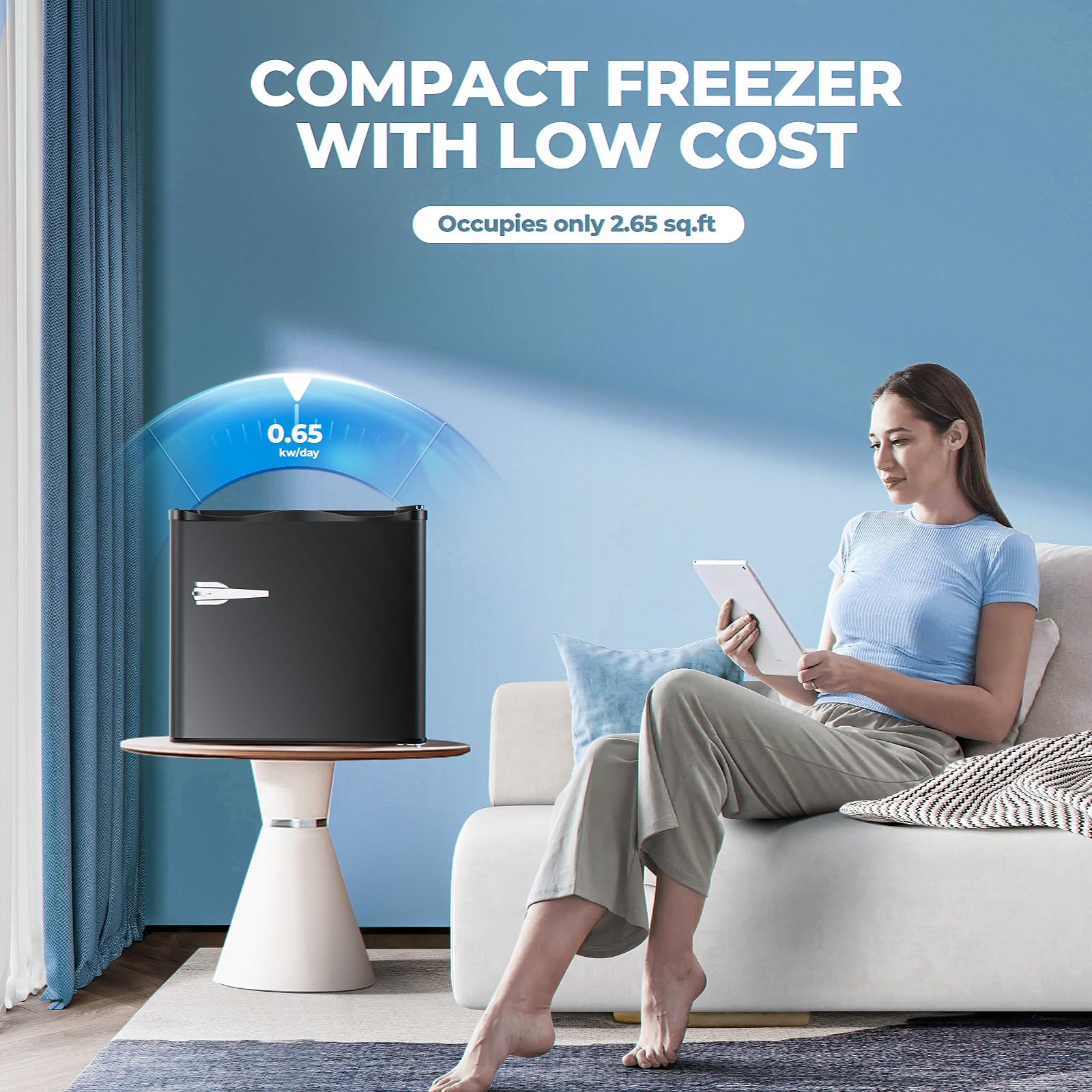 Electactic 1.2 Cu.ft Mini Freezer, Small Upright Freezer with Removable Shelf & 7 Adjustable Temperature Control, Energy Saving, Low Noise for Bedroom, Apartment, Home, Office, Black on Fridge.com