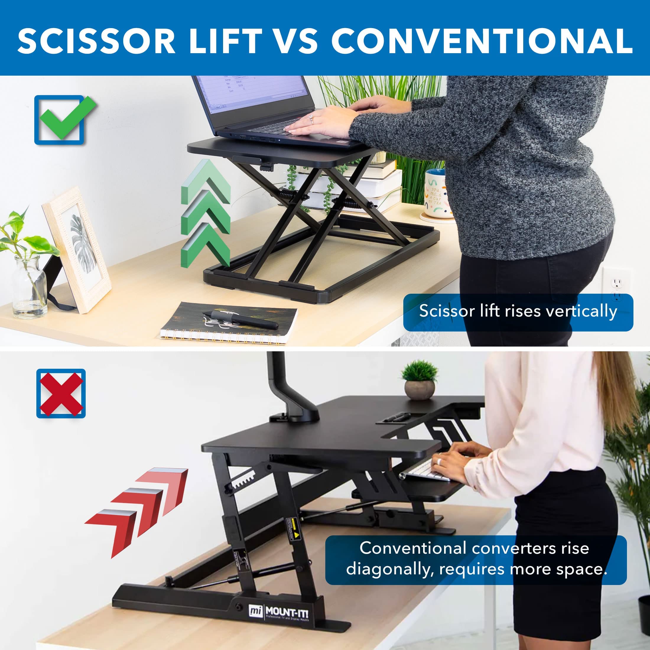 Steh-Sitz Schreibtisch Höhenverstellbar, Ergonomische,60 x 34 cm Stehpult,für Büro, Arbeitszimmer, Wohnzimmer und Fenster, Schwarz