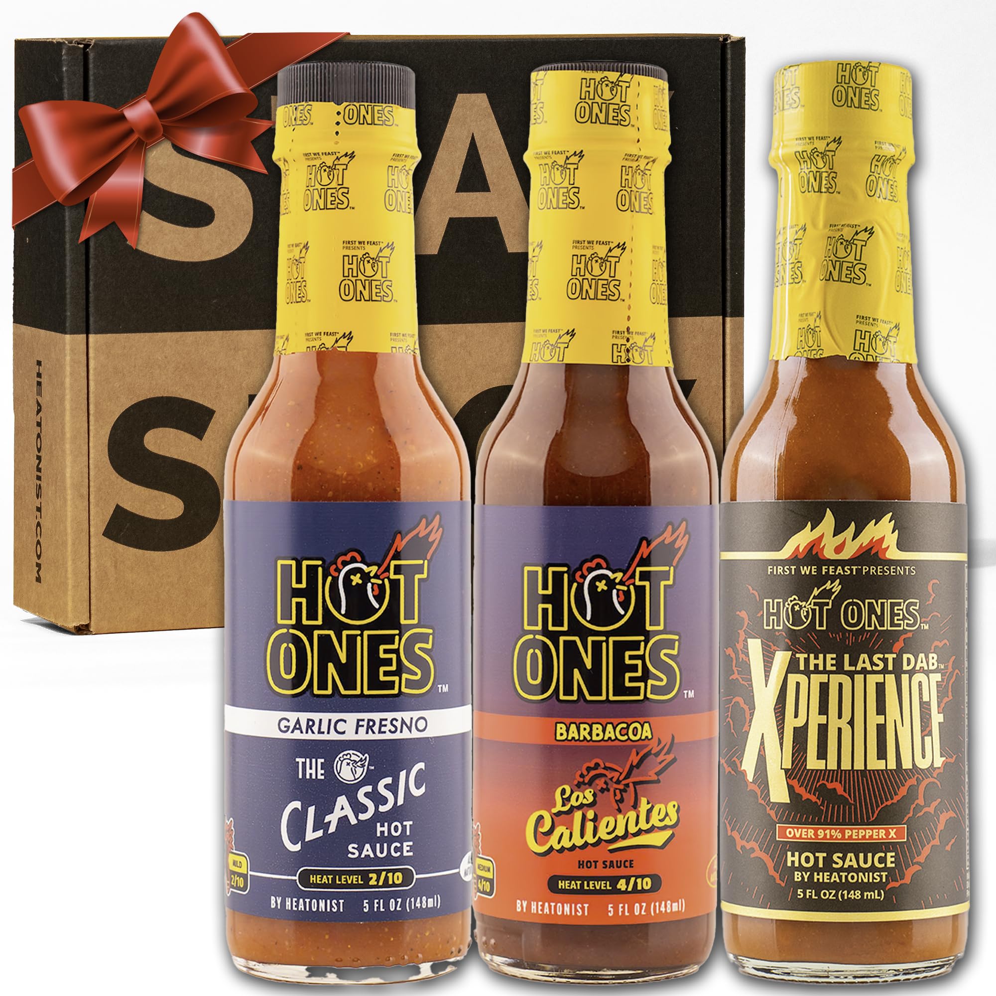 HOT ONESTrio Pack Season 24, The Classic Garlic Fresno, The Classic Barbacoa and The Last Dab: Xperience, Made With Natural Ingredients, 5 Fl Oz Bottles (Pack of 3)