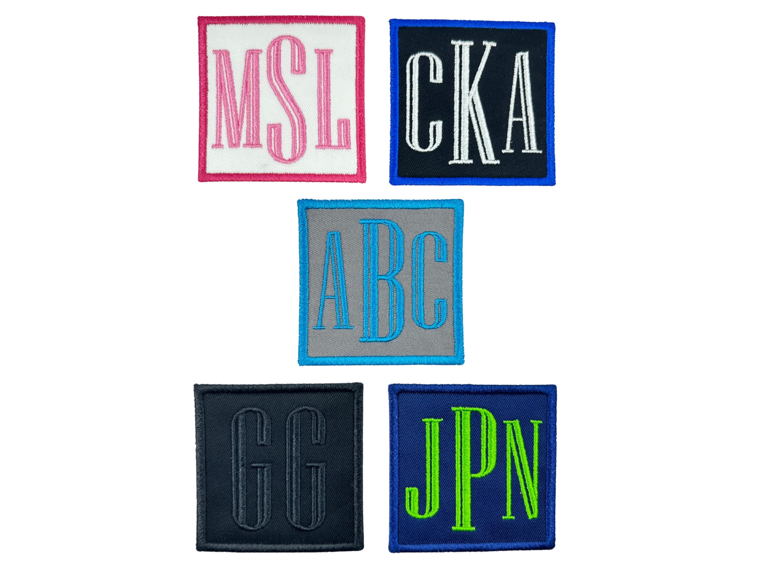 Monogram Initials Name Patch - Iron On Custom Engraved Font - Choose Your Colors - for Backpacks, Jackets, Baby Showers, Weddings(1 Patch)