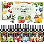 Fruity Essential Oils Set - 6x10ML Fruit Fragrance Oil for Diffuser, Aromatherapy, Candle Making - Strawberry, Cherry, Blueberry, Mango, Coconut, Watermelon Scented Oil