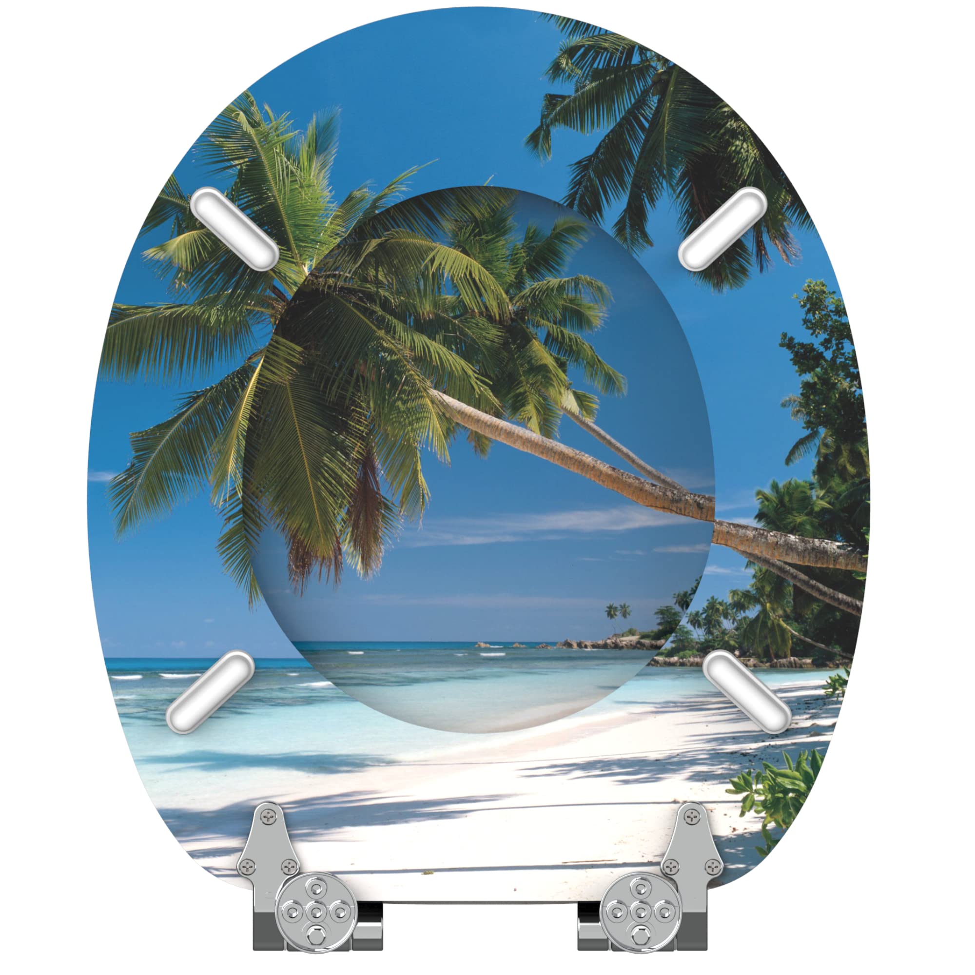Sanilo Abattant WC frein de chute, Grande sélection de lunettes de toilette avec abaissement automatique, Fixation facile (Caraïbes)