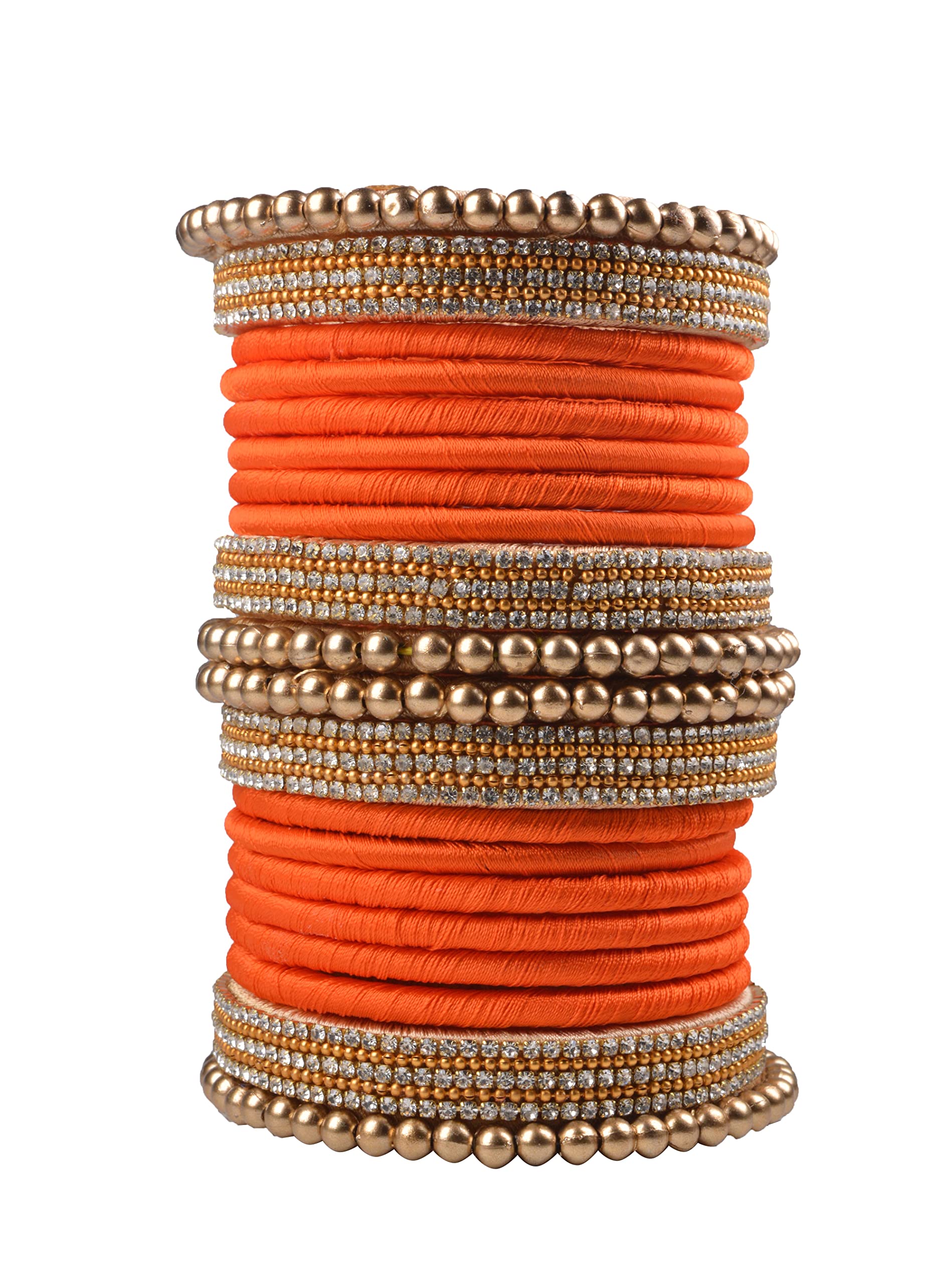 CRAFT LOVE Designer Rhinestone Beaded Silk Thread Bangles Set, Handmade Silk Dori Bangle Set for Women & Girls (Orange, 2.6) (B0BF25VQRH) Amazon Price History, Amazon Price Tracker