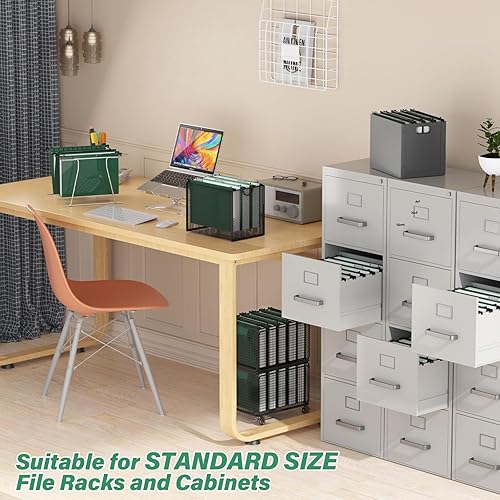 Miniatura 6 de ANSOOK Carpetas colgantes de archivos, tamaño carta, paquete de 12 carpetas colgantes de plástico, carpetas reforzadas verdes para archivos