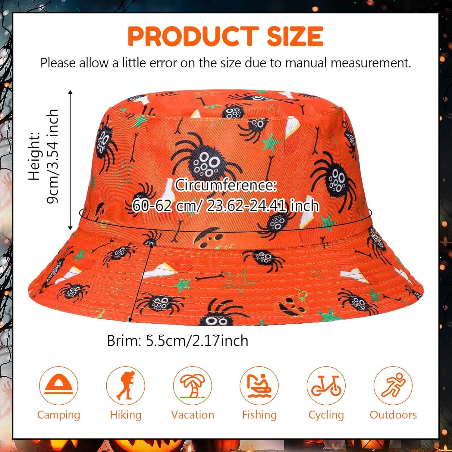 Blosssound 4 pcs Halloween Bucket Hat for Women Men Funny Fishing Hat Beach Cute Fisherman Cap Holiday Party Outdoor - Image 2