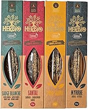 Ecological Incense Set of 4 Natural Herbium Incense Assorted Scents: Myrrh, NagChampa, White Sage, Cinnamon, Lavender, Palo Santo, Vanilla, Dragon Blood - Aroma and Wellness