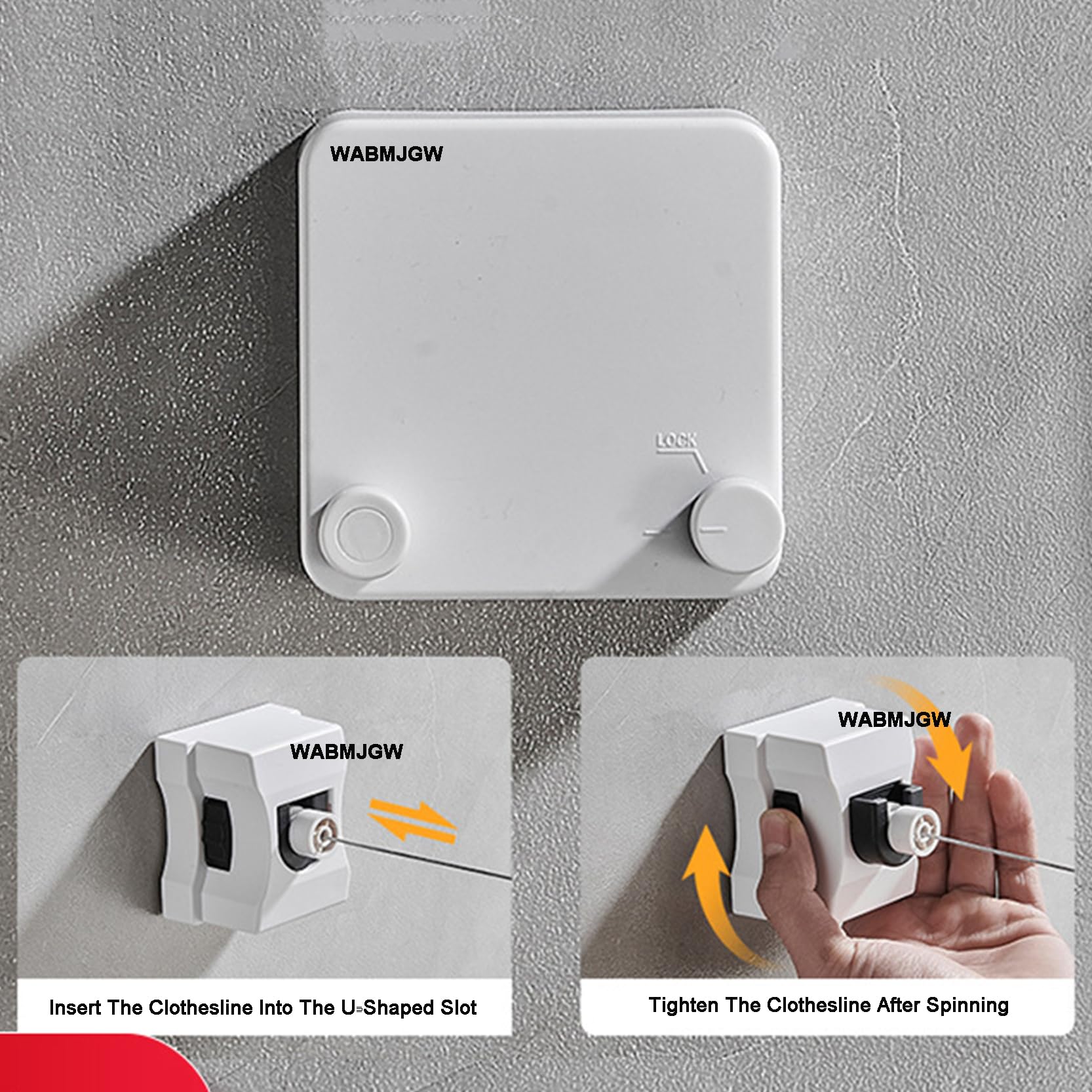 XYEJL Stendibiancheria Retrattile Da Parete 4.2m - Corda In Acciaio Inox Con Installazione Senza Chiodi - 3