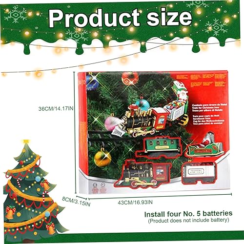 Miniatura 6 de Juego de tren de árbol de Navidad con luz y sonido colgante de tren de Navidad con locomotora, coche de carbón, carro, trineo y pistas árbol