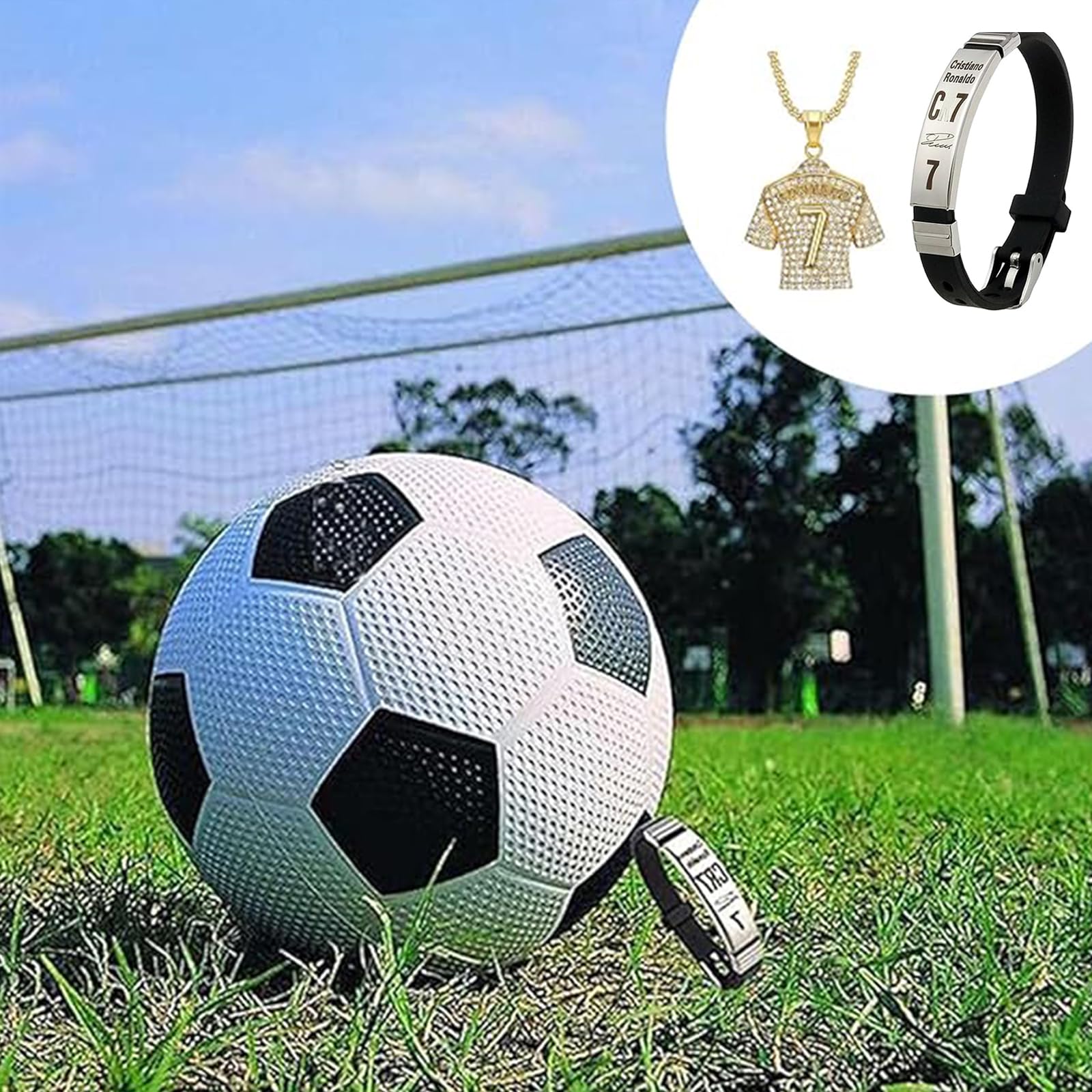 Juego de Cadena con Collar y Pulsera de Fútbol para Niños - Camiseta de Fútbol