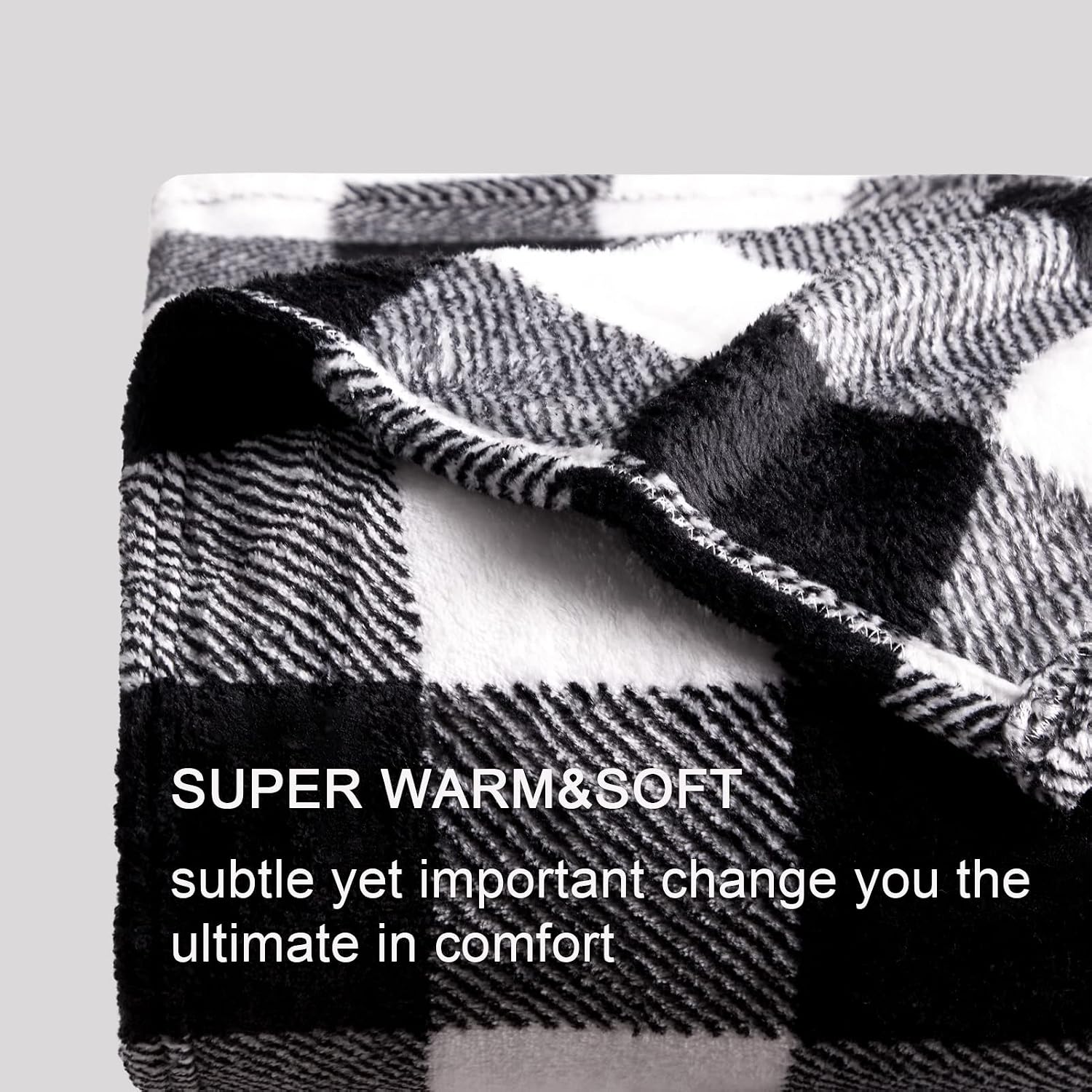 Topfinel Flannel Throw Blanket for Couch,50 * 60 Black and White, Buffalo Plaid Blankets and Throws with Checkerboard Grid Pattern Lightweight Decorative Soft Nap for Chair Bed Sofa
