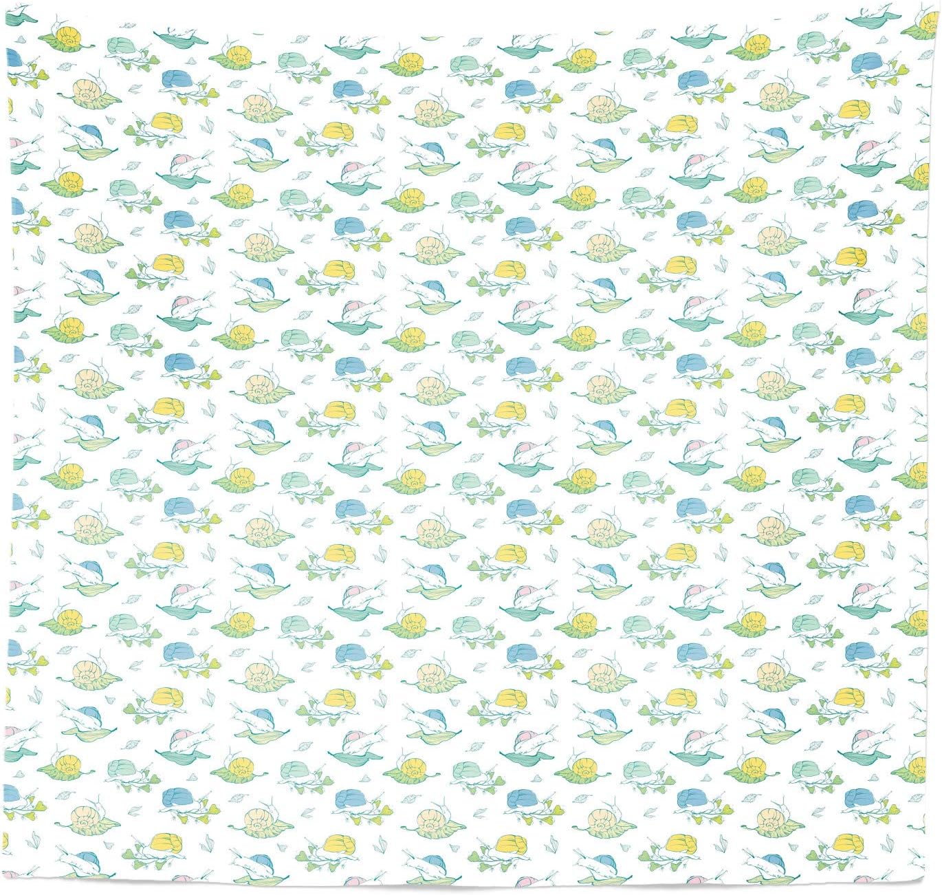 Lunarable Snails Tapestry, Crawling Animals on Leaves Drawn by Hand, Fabric Wall Hanging Decor for Bedroom Living Room Dorm, 23" X 28", White Multicolor