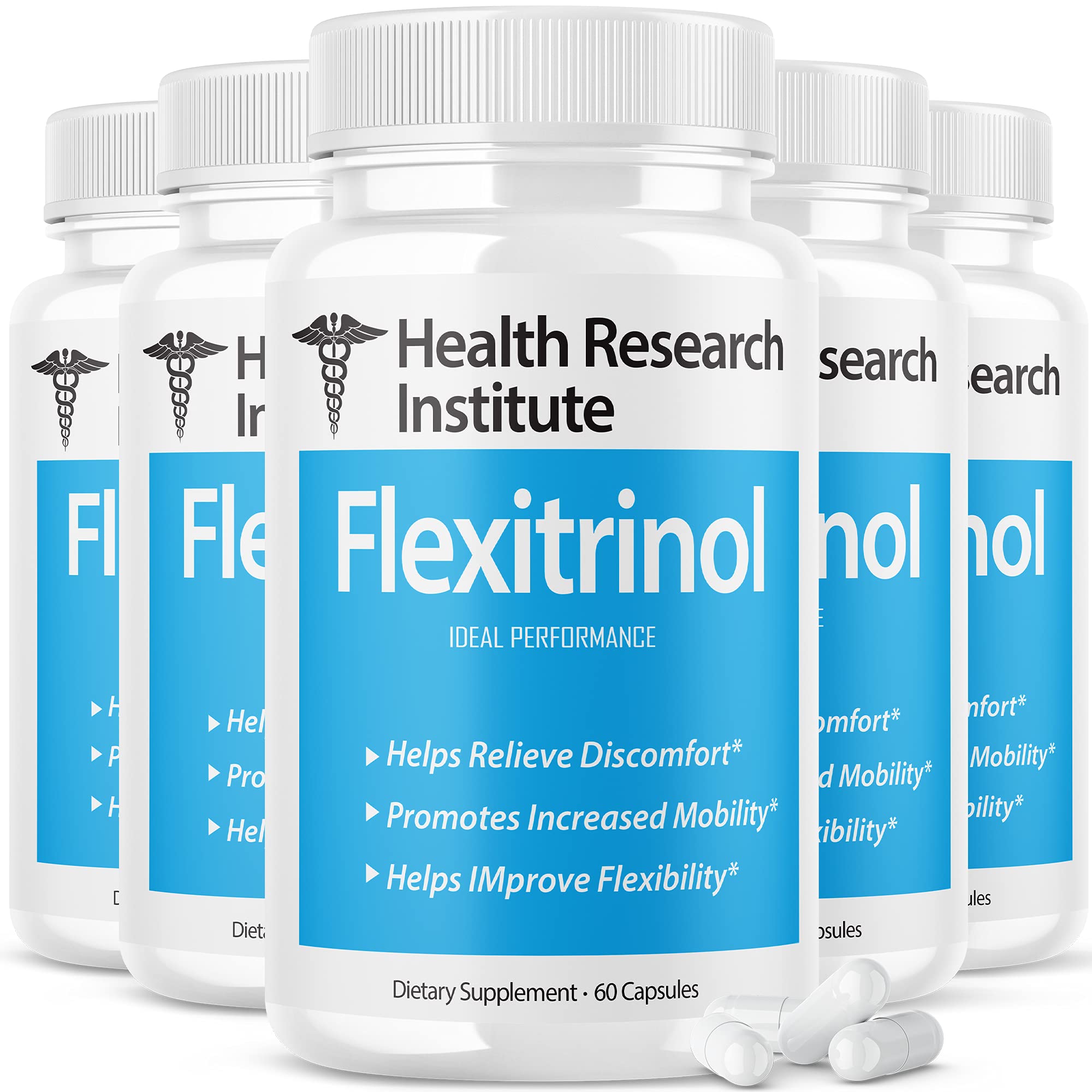 IDEAL PERFORMANCE (5 Pack) Flexitrinol Joint Relief Supplement New Formula Support Health Research Institute (300 Capsules)