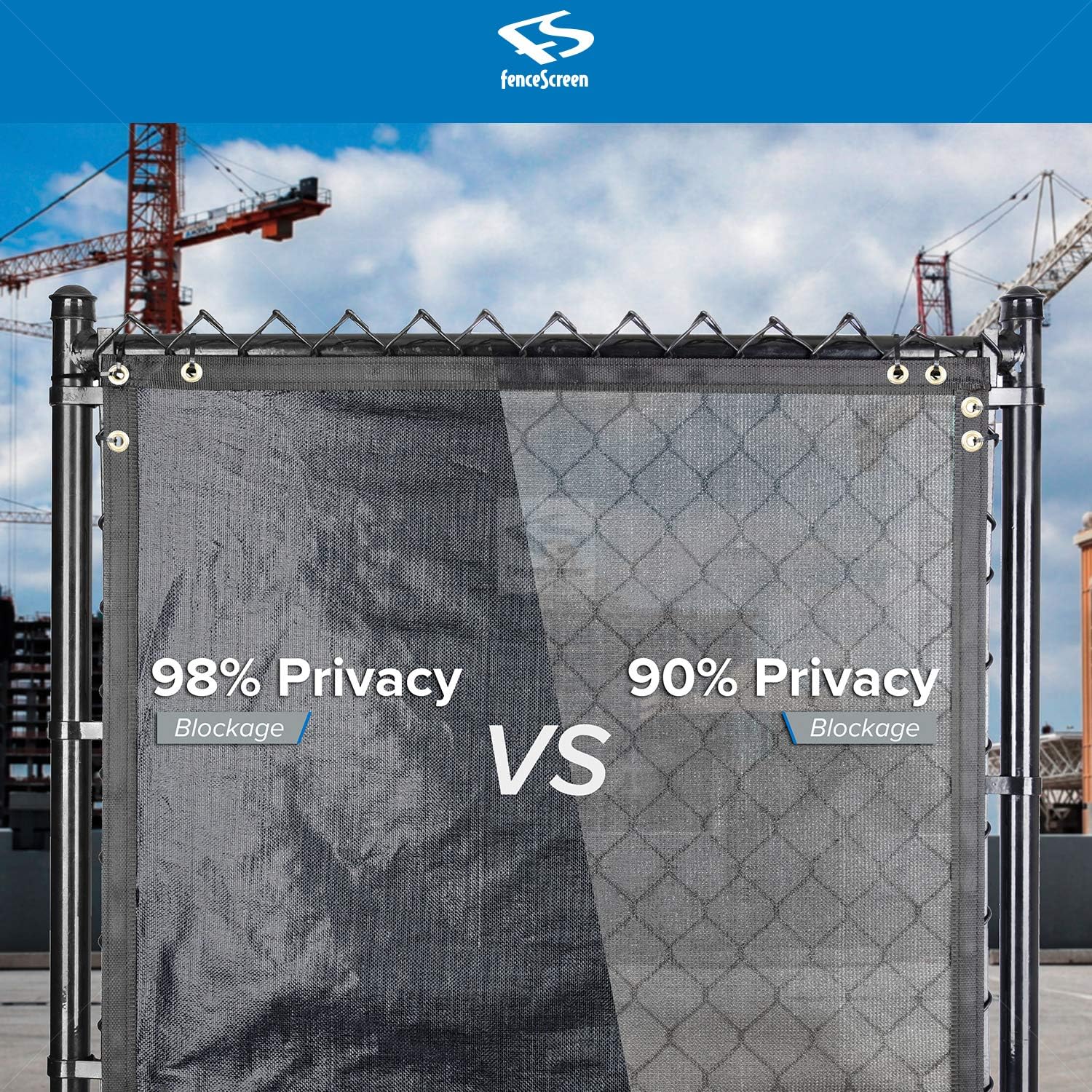 Size 50' x 5'8' Color Carbon Black Fence Privacy Screen - Extreme 98% Blockage Temporary Windscreen Fence Cover