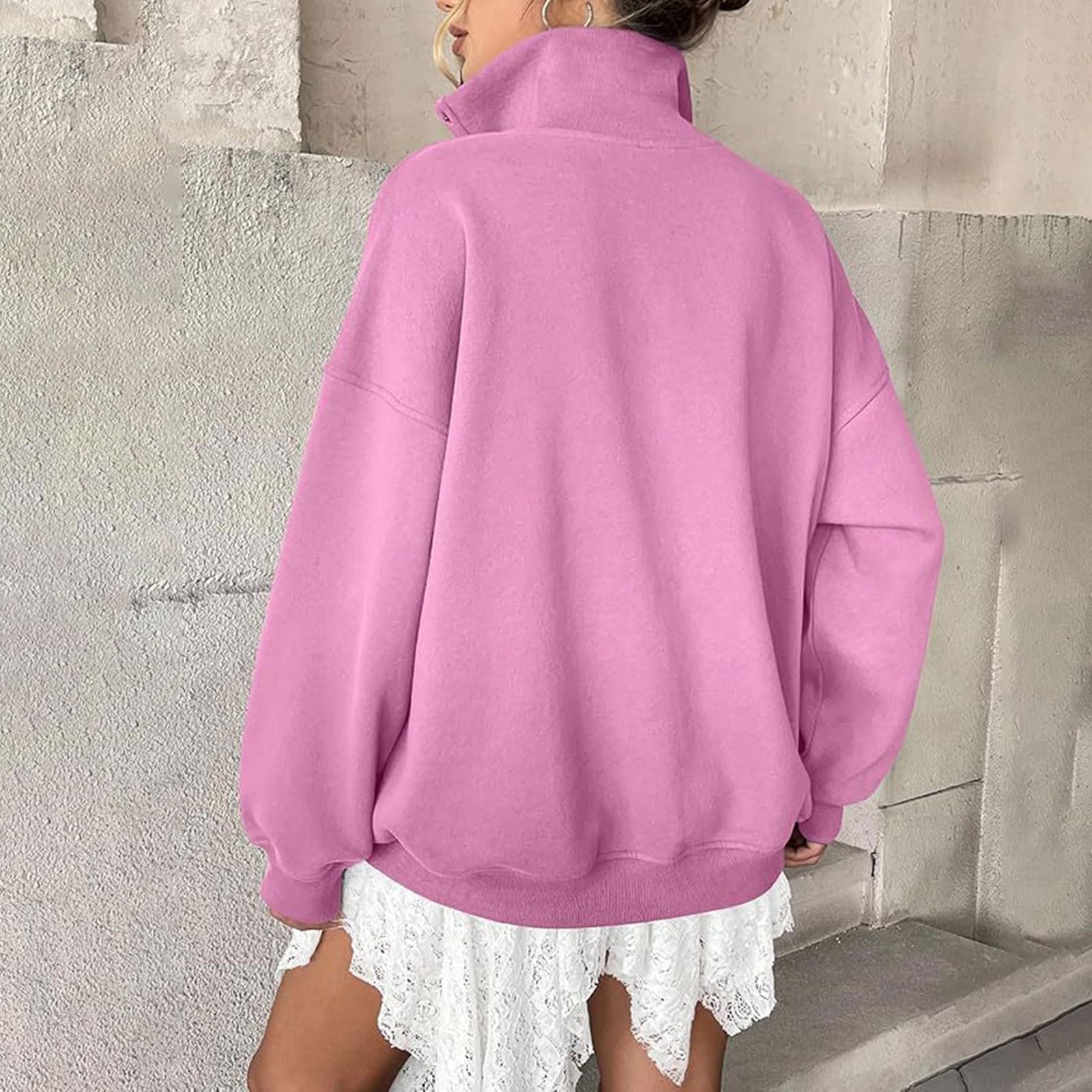 Generico Sudaderas Mujer Sin Capucha Cuello Alto con Botones Manga Larga