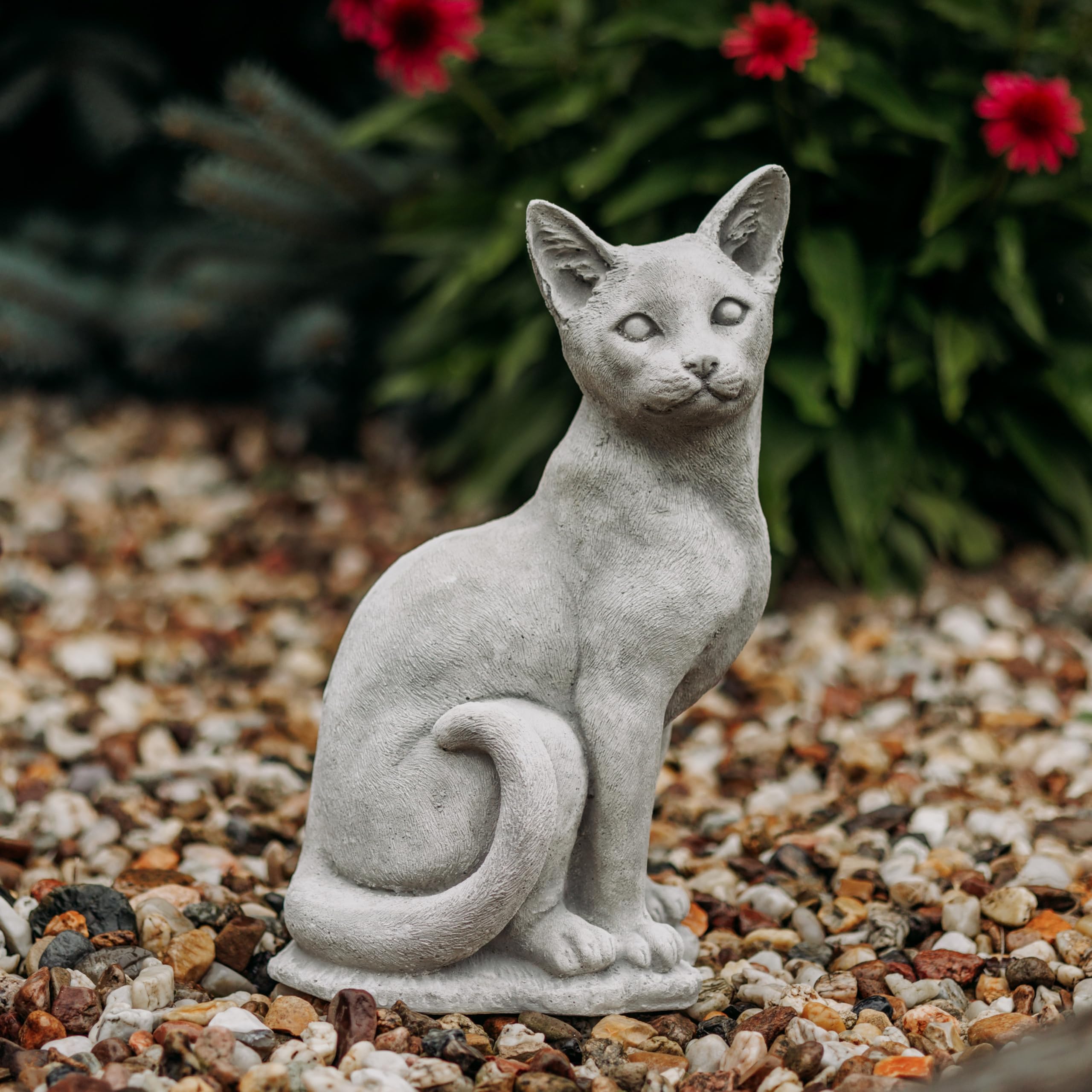 gartendekoparadies.de Stojący kot figurka kamienna z odlewu kamiennego, szara, odporna na mróz, do użytku na zewnątrz, wys. 40 cm, 12 kg