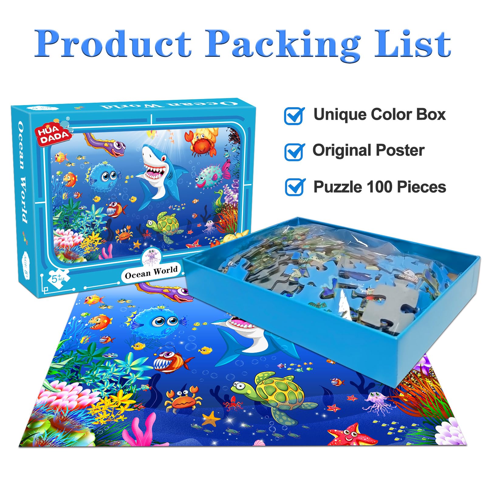 Jigsaw Puzzles 100 Pieces for Kids jigsaw puzzles for Kids 100 Piece Puzzle Educational Learning Toys for 6 7 8 9 girls and boys- Underwater World - Image 2