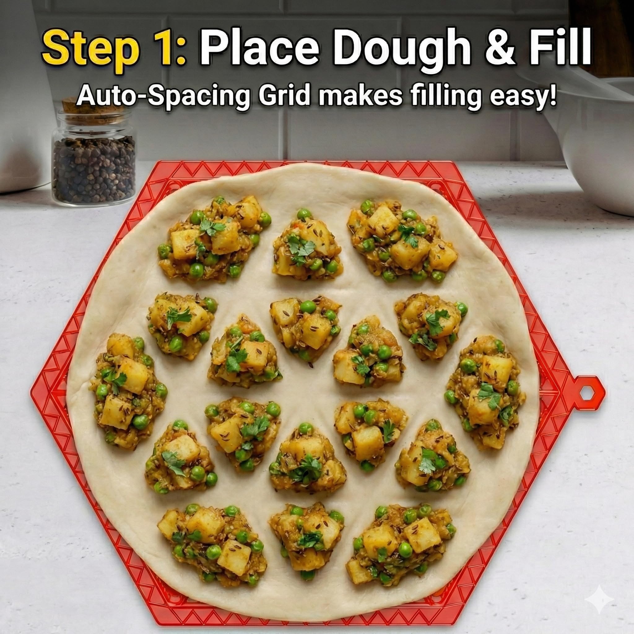 Hexa Samosa Maker Tray (Makes 24 Mini Samosas) - Quick & Easy Samosa Mould | Durable, BPA-Free Food-Grade Plastic | Perfect for Parties & Snacks | Dishwasher Safe Kitchen Tool 2