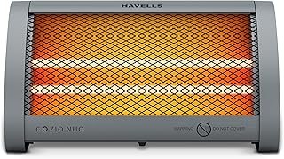 Havells Cozio Nuo Room Heater| Dual Heat Setting 400/800 Watt| Dual Quartz Heating Rods| Silent Operation| Tip Over Protection| Fire Retardant Material| Anti Rust Reflector| 2 Year Warranty(Grey)