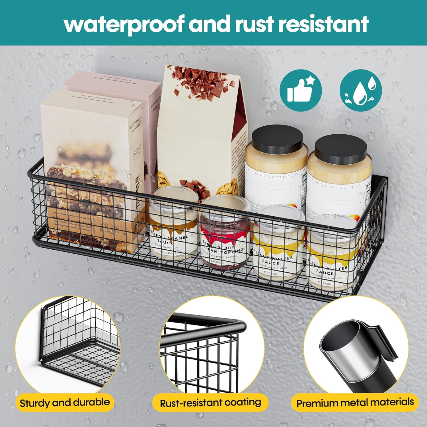 4 Pack Magnetic Shelves for Washing Machine， Heavy-Duty Magnetic Laundry Organizer, Spice Rack for Refrigerator, Space Saving Magnetic Basket