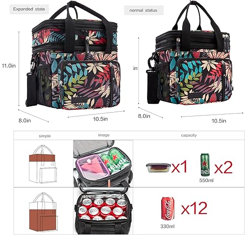 Miniatura 6 de MOV COMPRA Movcompra - Lonchera aislada para adultos para el trabajo + bolsa de aperitivos aislada, bolsas reutilizables para sándwiches y