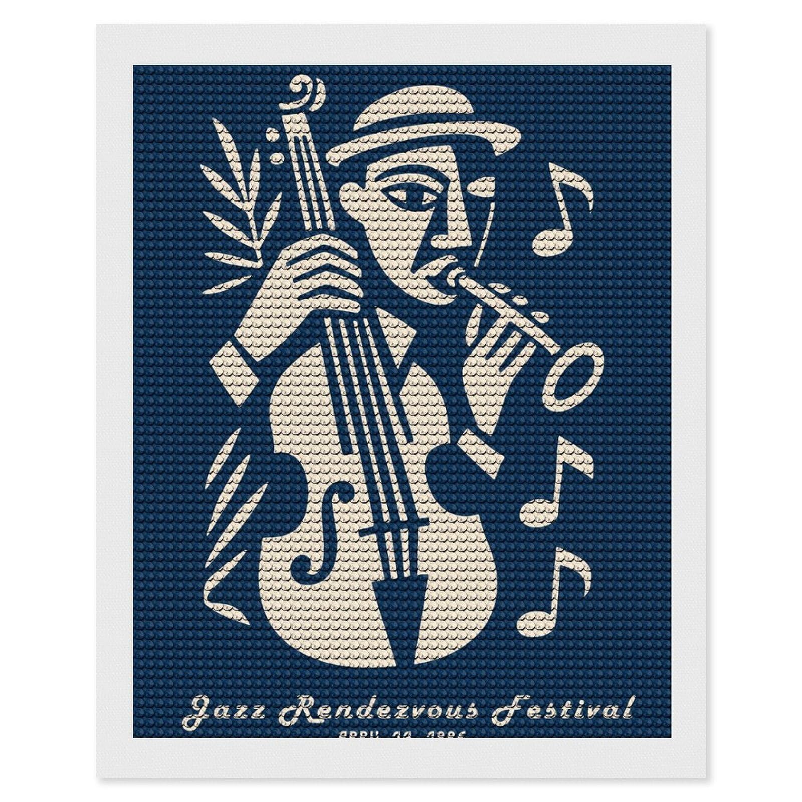 Junmoney Jazz Rendezvous Festival DIY Diamond Art Canvas Kit 16"x20", for Adults, Decorate Your Room, Gift Idea, Modern Decor, Finish and Display
