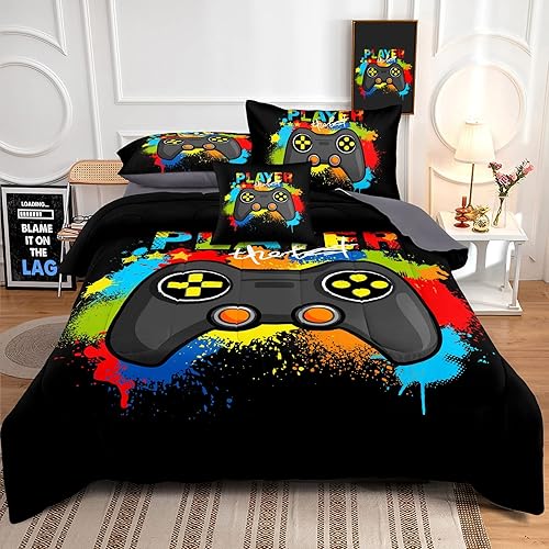 Miniatura 3 de AZAWALLA DJT-YX-03-Twin - Juego de edredón de 5 piezas para niños