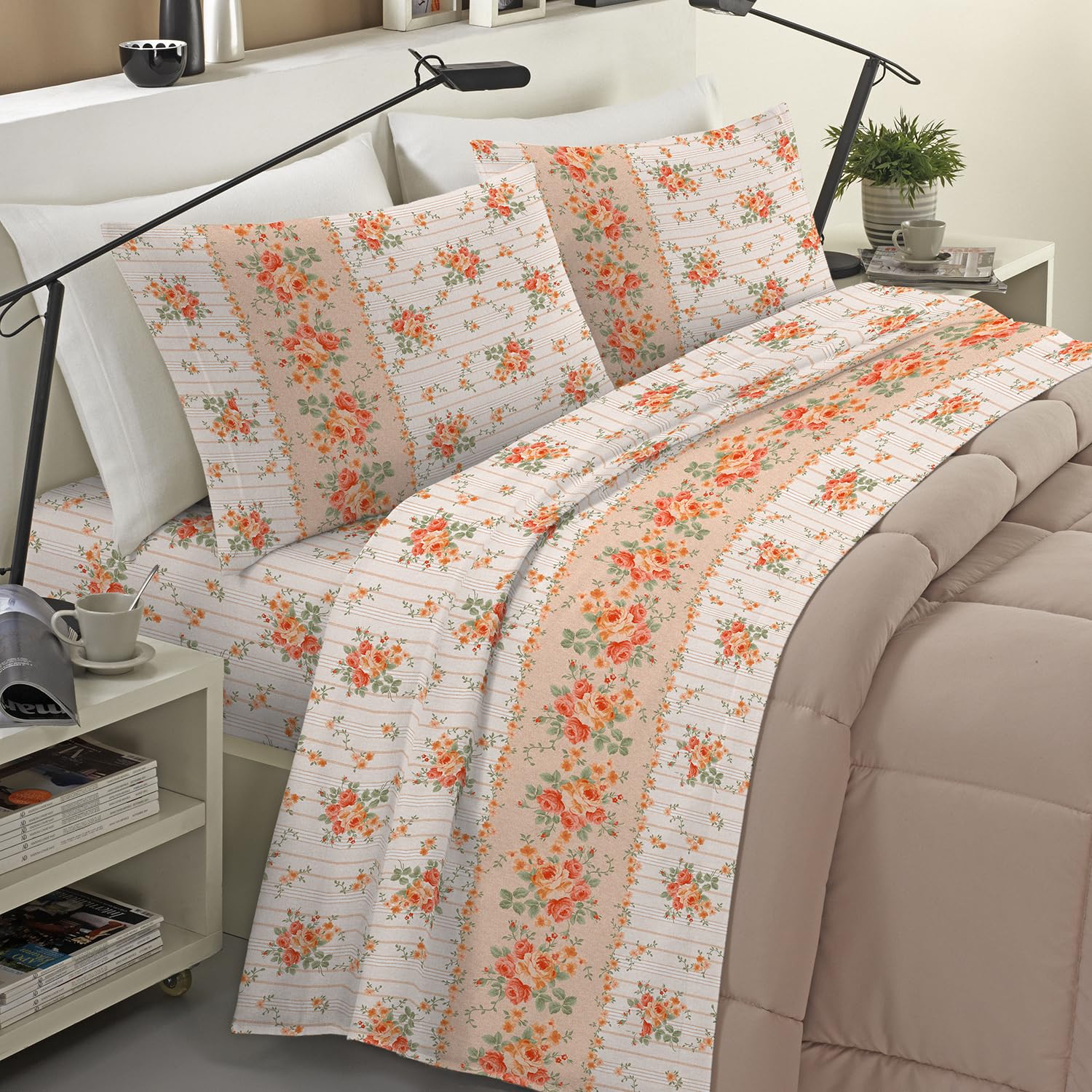 Lenzuola Invernali Banzaii Singolo In Flanella Di Cotone - Anti-Pilling, 3 Pezzi, Made In Italy - Foto 9