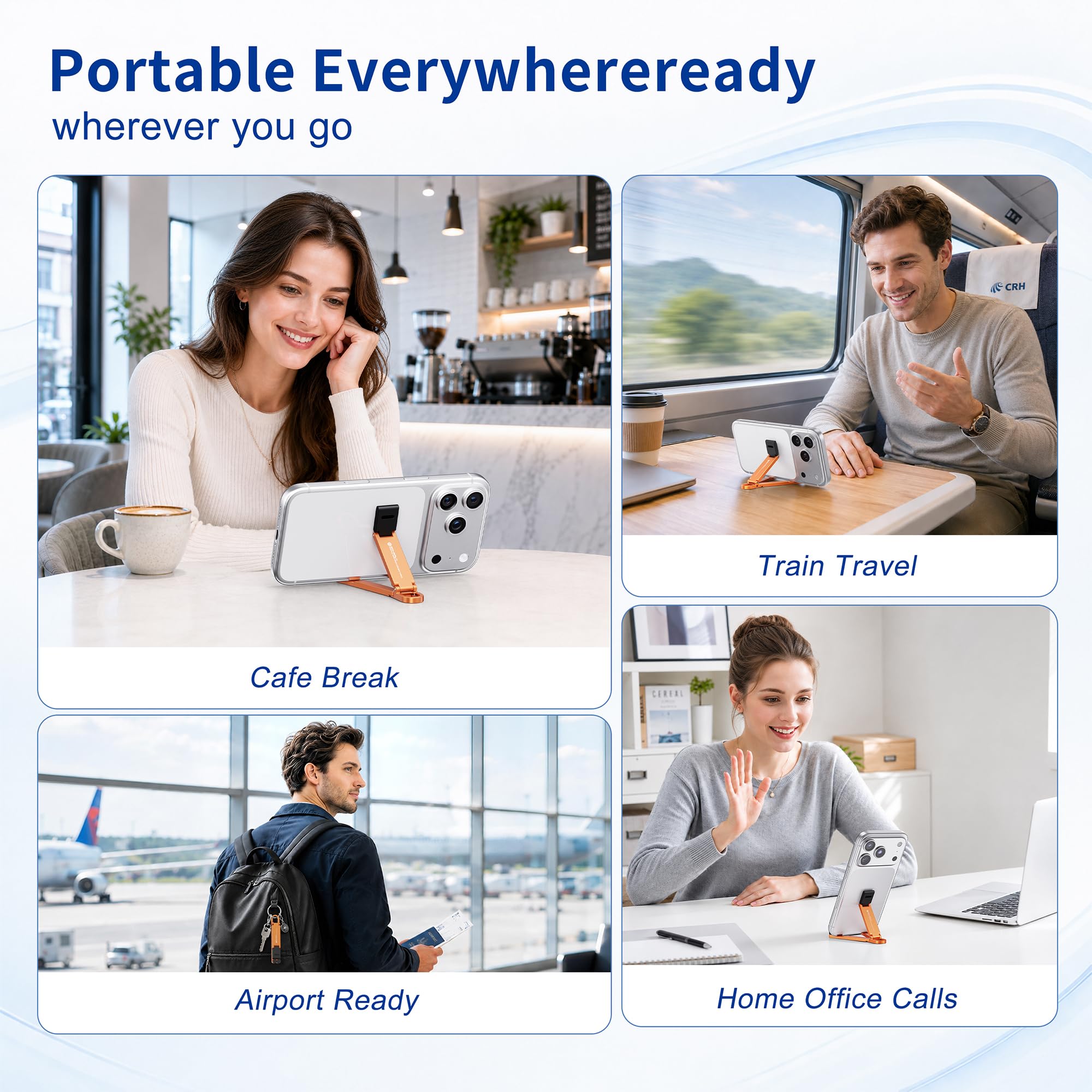 Supporto pieghevole per telefono da scrivania, portatile e regolabile, in alluminio, tascabile, mini supporto per cellulare, da scrivania, per casa, ufficio e viaggi (arancione)