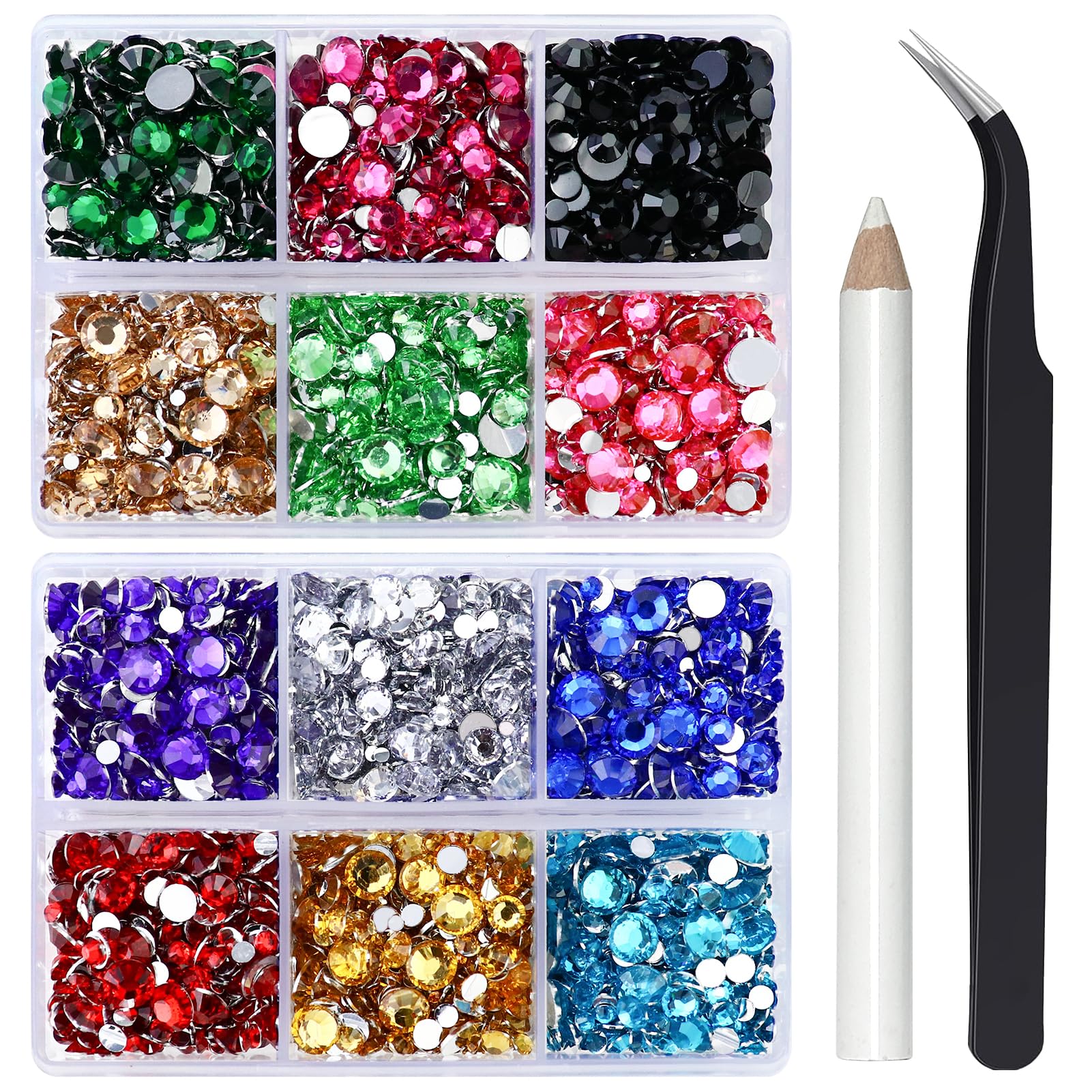 Briskbloom 10000PCS Mixed Colors Flatback Rhinestones Kit for Crafts, Shoes, Clothes, Nails, DIY Projects, Adults, Unisex, Non-Foldable