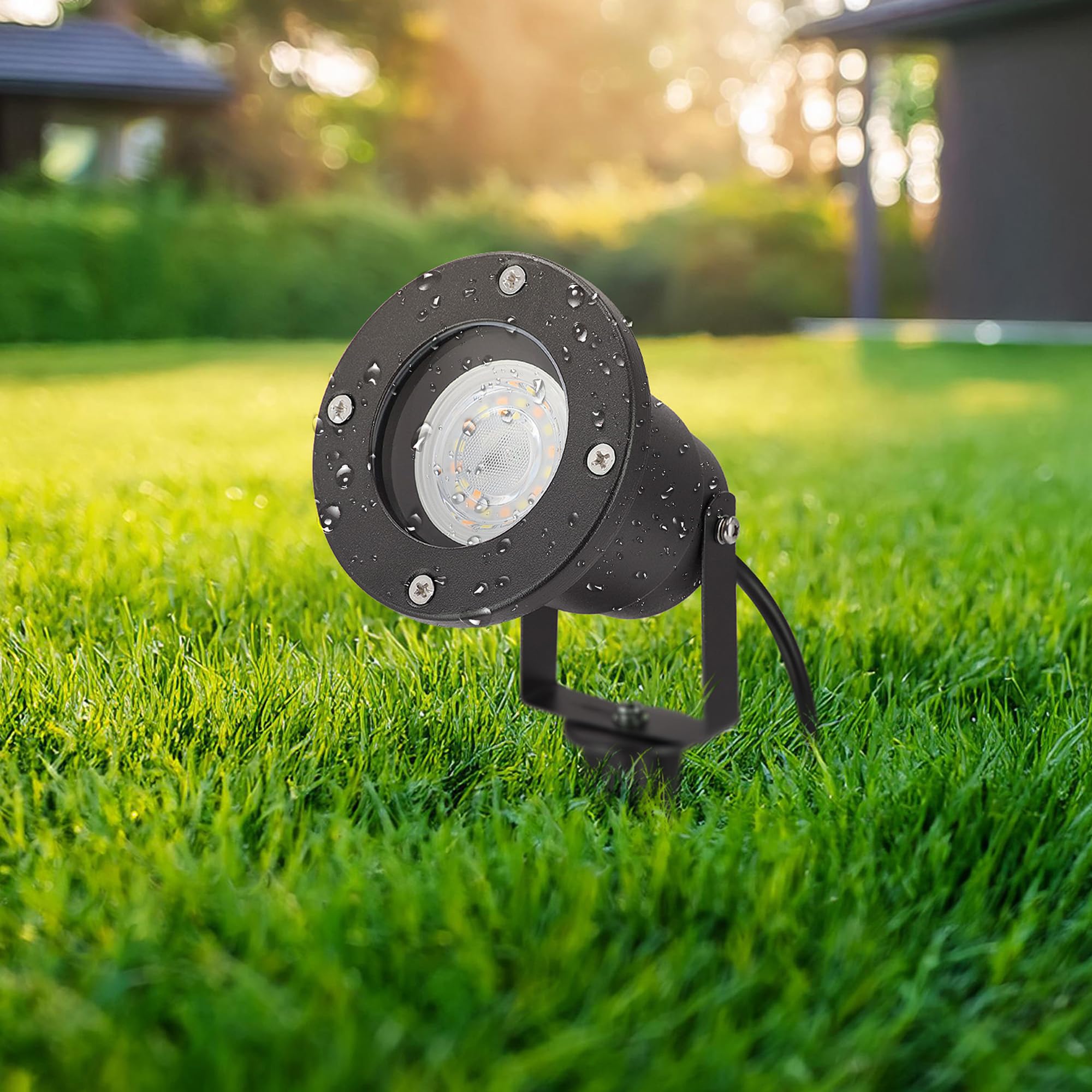 EDO Foco de Jardín con Estaca para Tierra GU10 HORTUS Negro – Lámpara Proyector de Exterior Orientable, IP65 Impermeable, Luz de Aluminio para Terraza, Césped, Camino, Patio, Cable de 25 cm