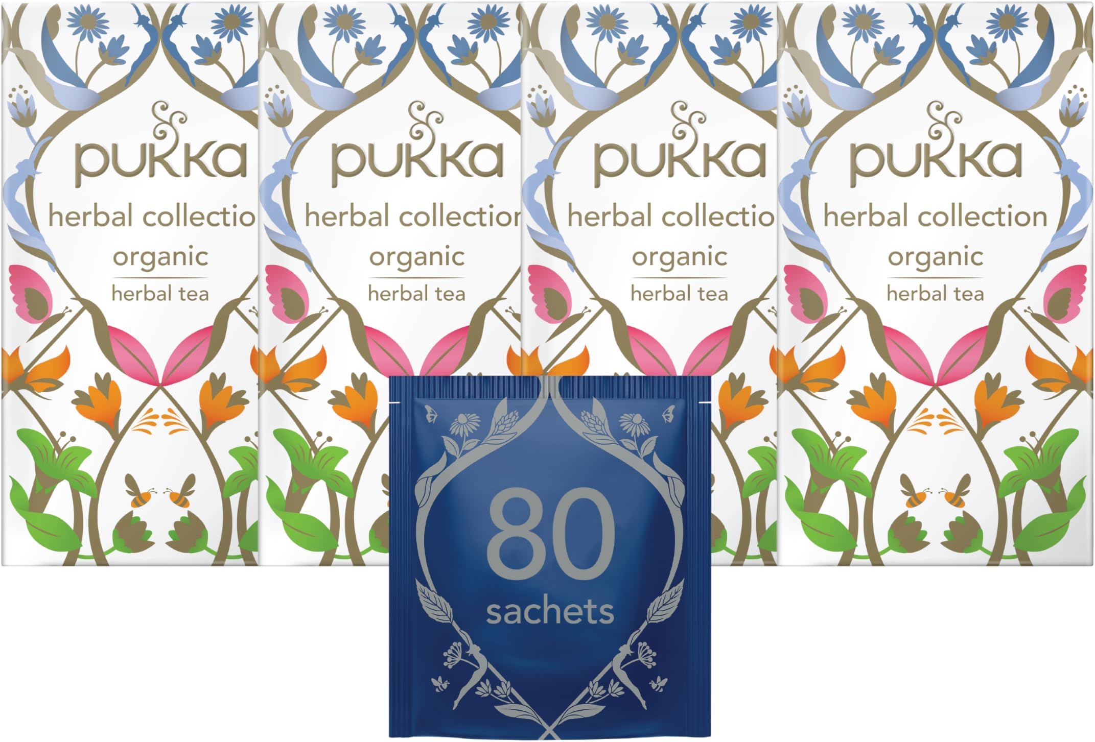 Pukka Herbs Pukka Herbal Collection, Selection of Five Organic Herbal Teas, 20 Count (Pack of 4)